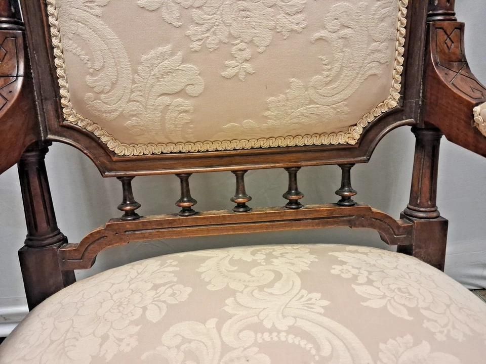 Antique 19th Century Upholstered Library Chair With Gorgeous Carvings photo 450.0