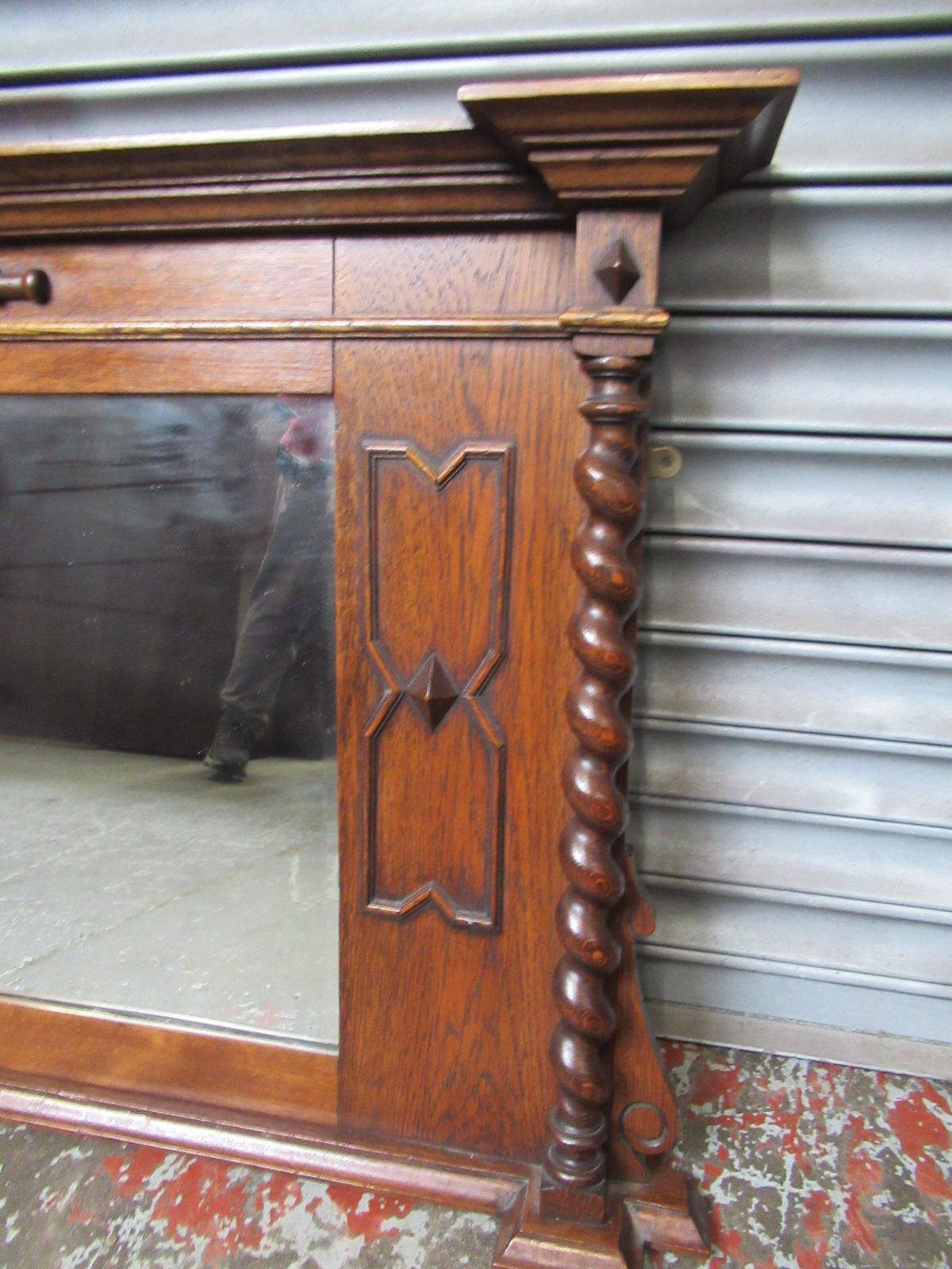 1920s   Oak  Overmantle  Wall Mirror photo vinterior
