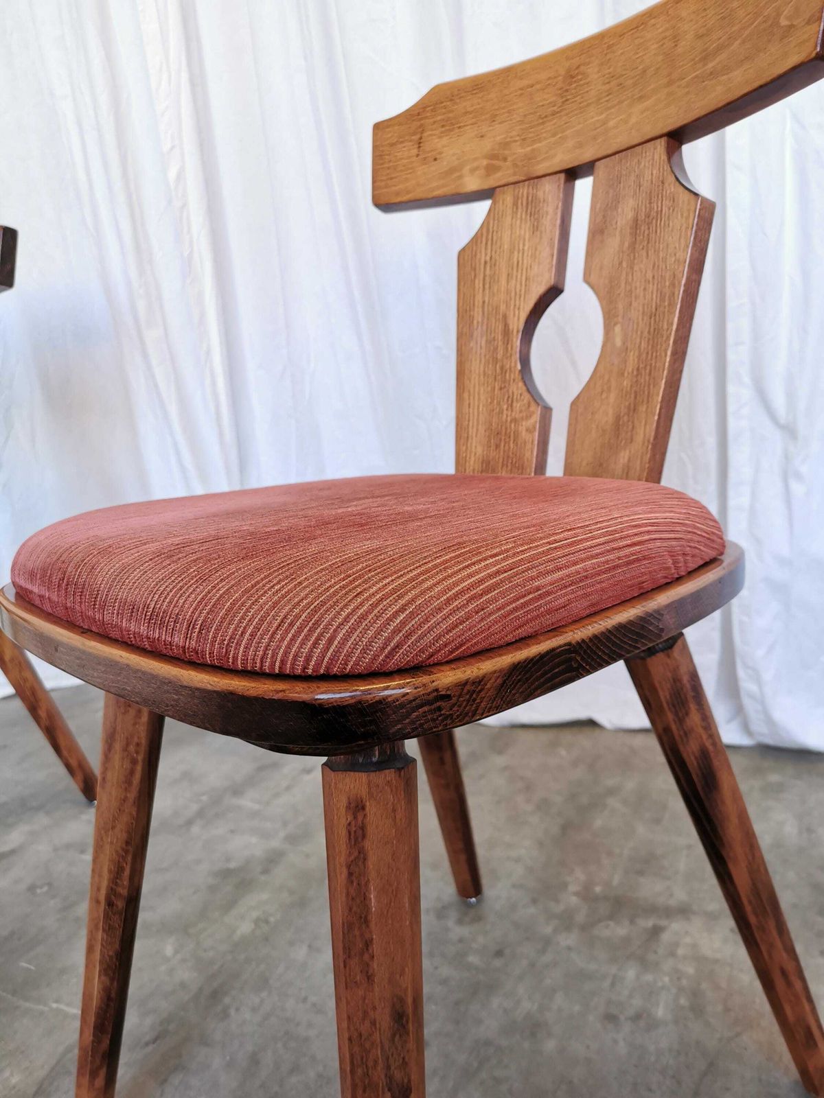 1 Of 2 Vintage Tyrolean Wooden Dining Chairs, Austrian Farmhouse Alpine Style Chairs, 1970s photo furniture