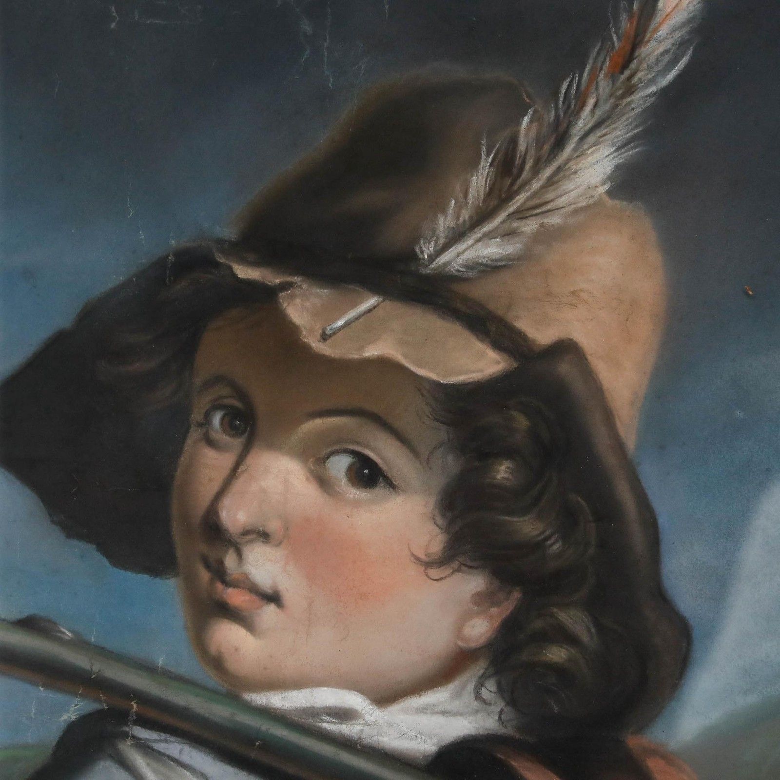Framed Late 19th Century Pastel A Young Traveller photo Art