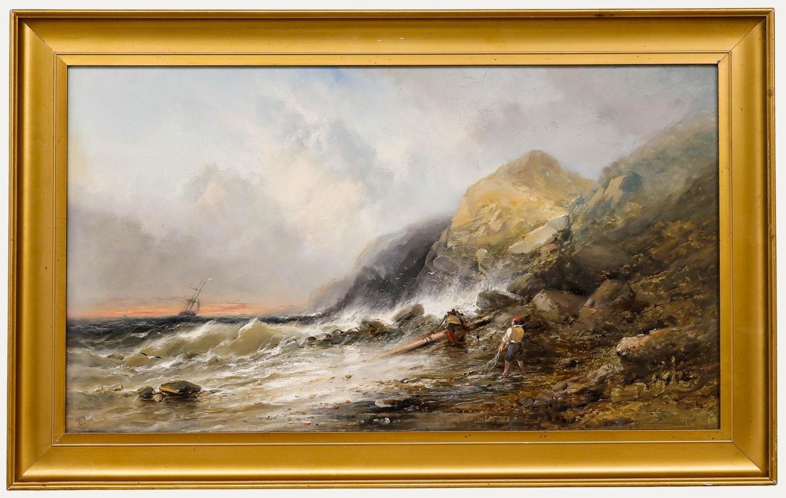 William James Durant Ready (1823 1873) Framed Oil, A Stranded Sailor