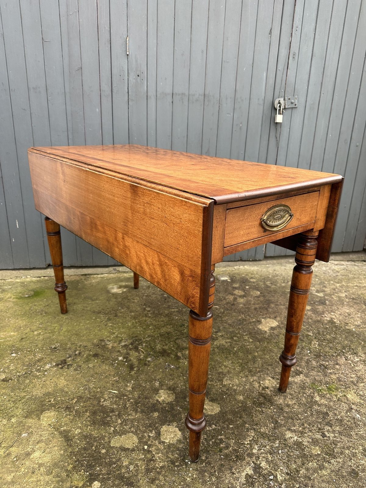 Antique Fruitwood Drop Leaf Table With Drawer photo furniture