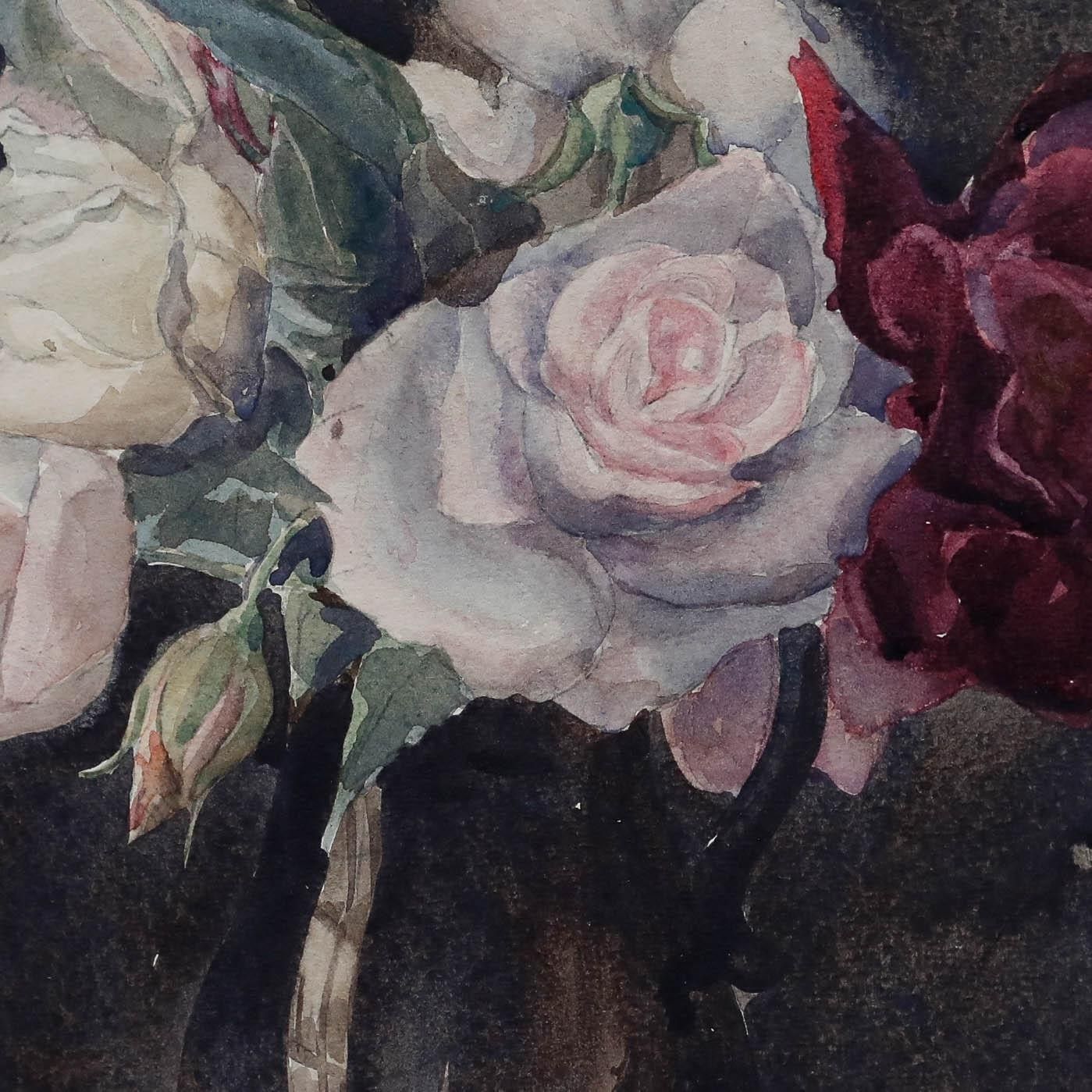 Margaret Worsley Framed Early 20th Century Watercolour, Still Life With Roses photo Art