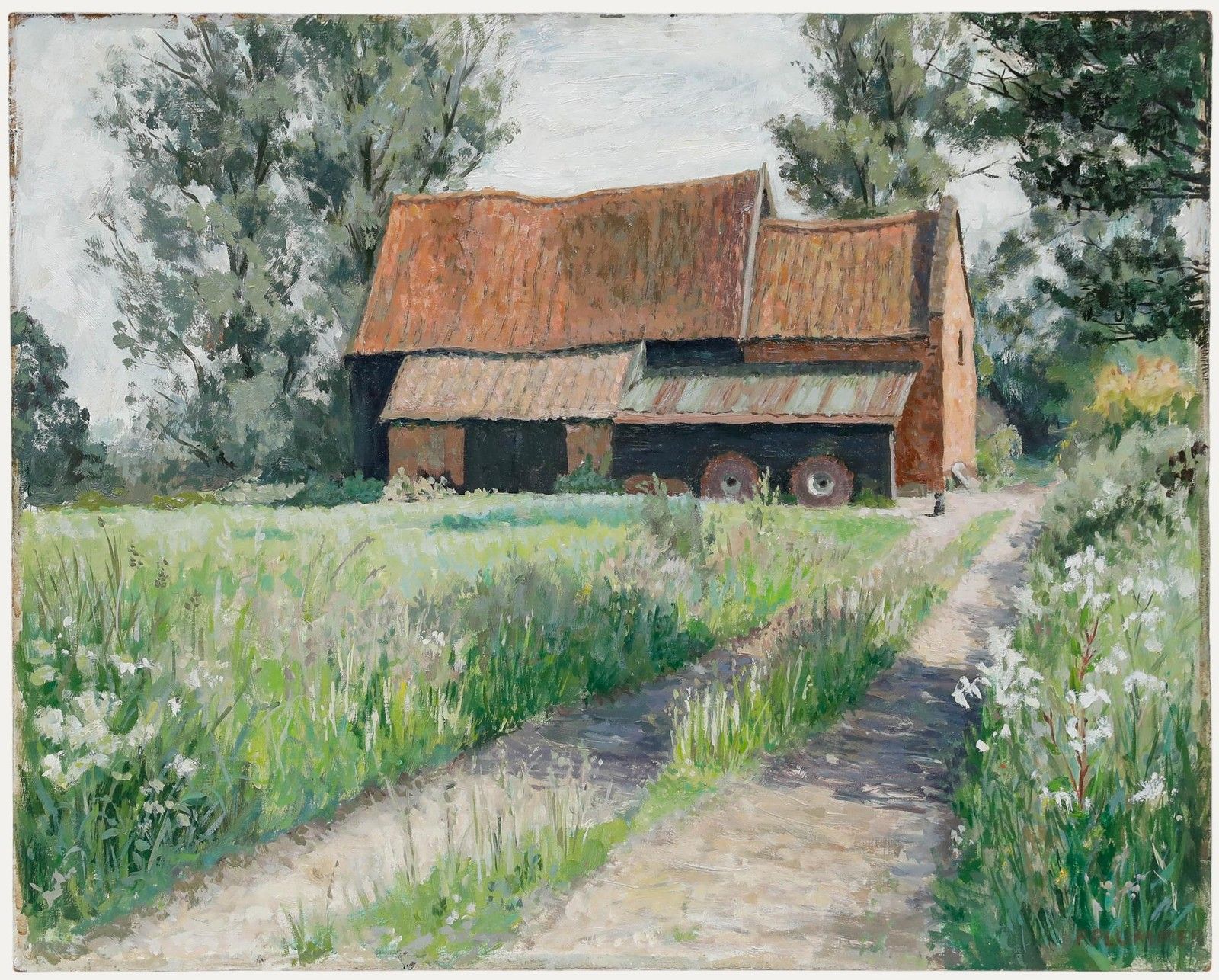 Pauline Plummer (B.1933) Contemporary Oil, The Red Barn