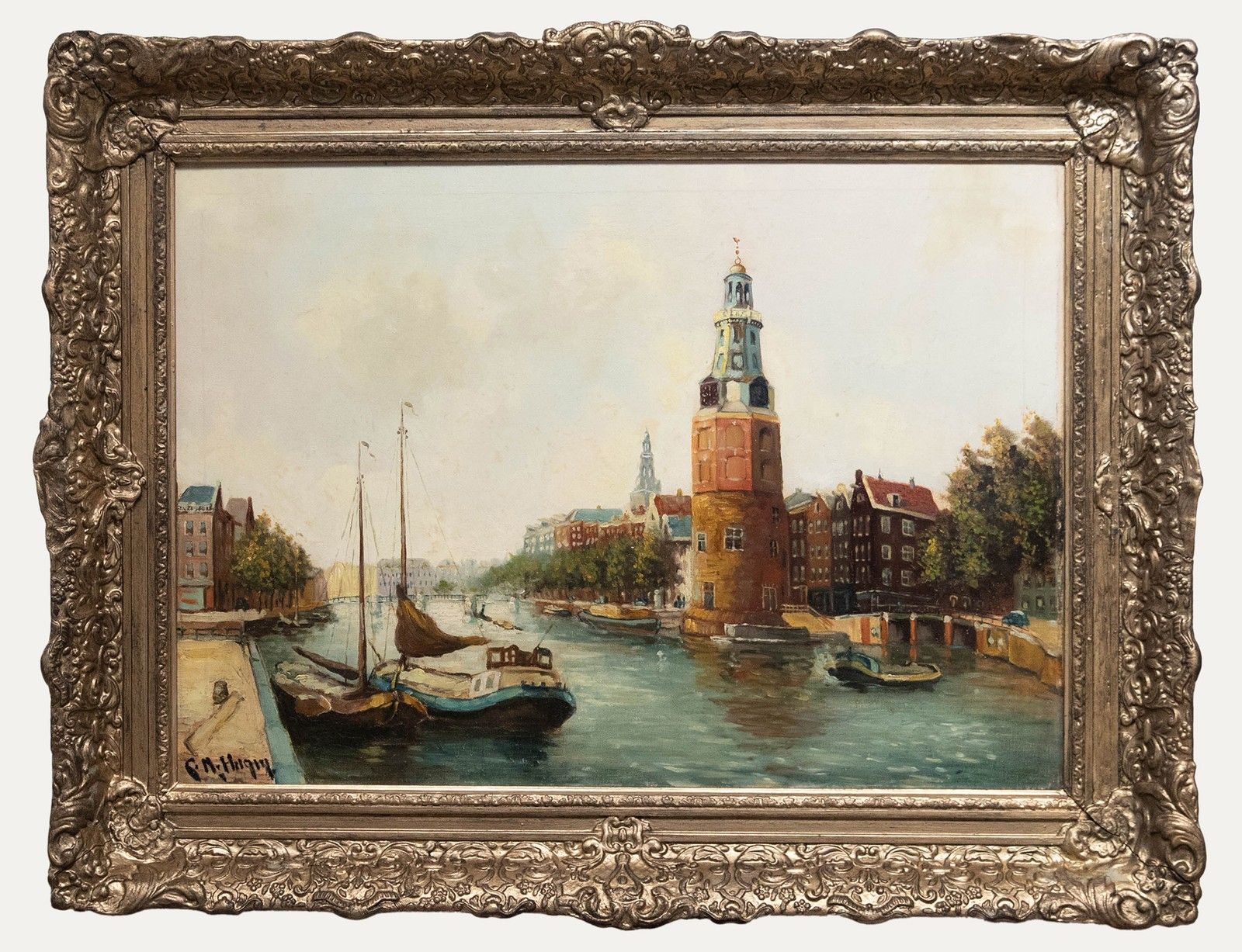 After Willem Johannes Burksen (1857 1935) Oil, Montelbaanstoren