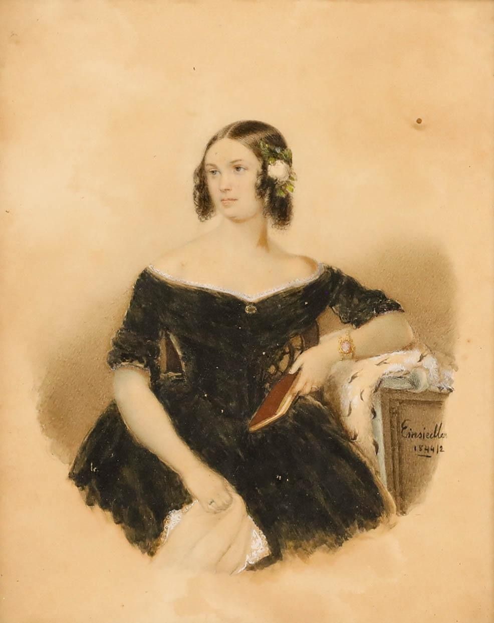 1844 Watercolour Portrait Of A Lady photo furniture