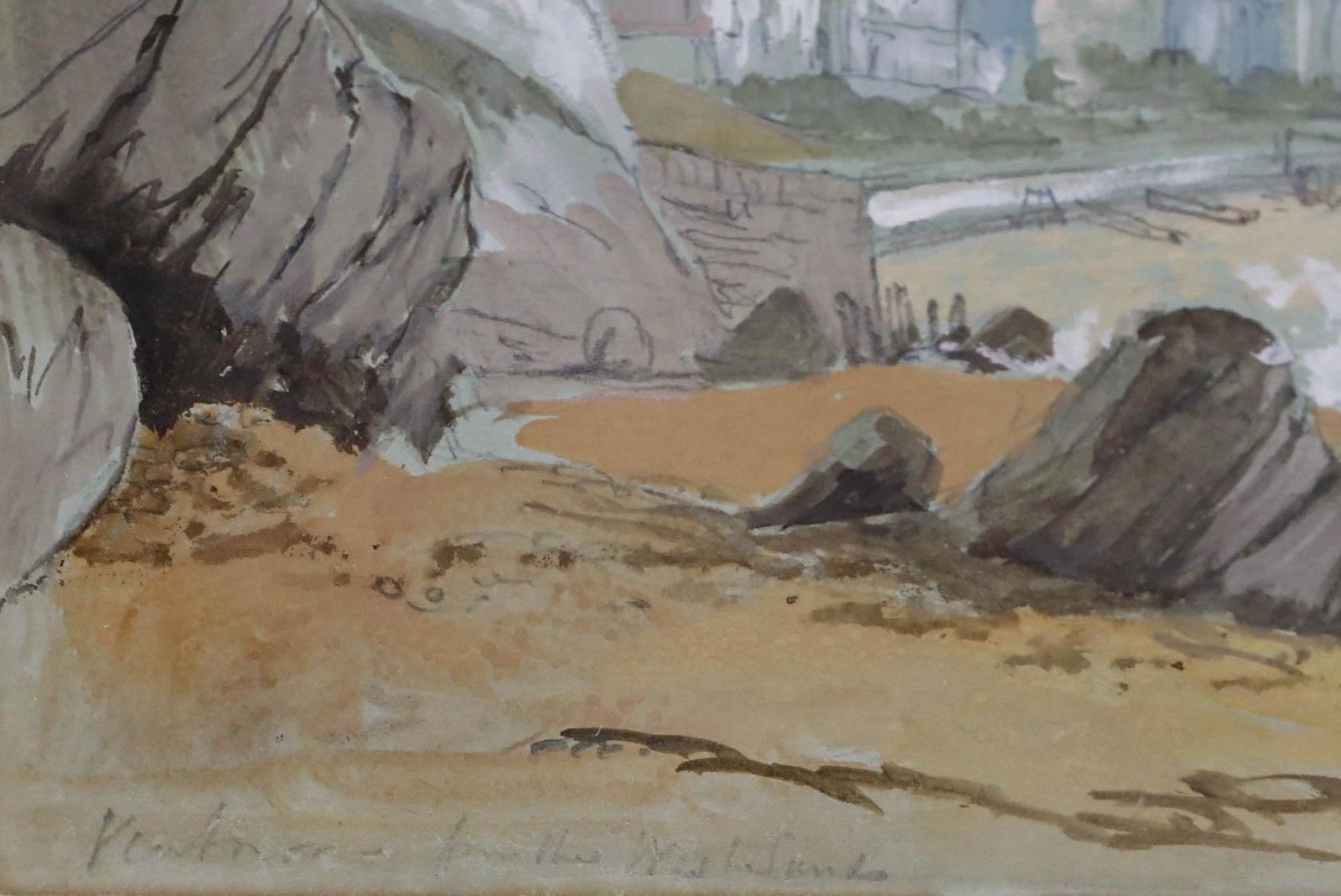 Frederick Clarke (Fl.1834 1870)  19thc Watercolour, Ventnor From The West Sands photo vintage