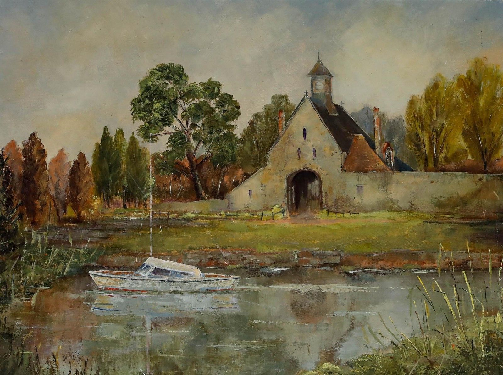 Jill White 20th Century Oil, A Day On The River photo furniture