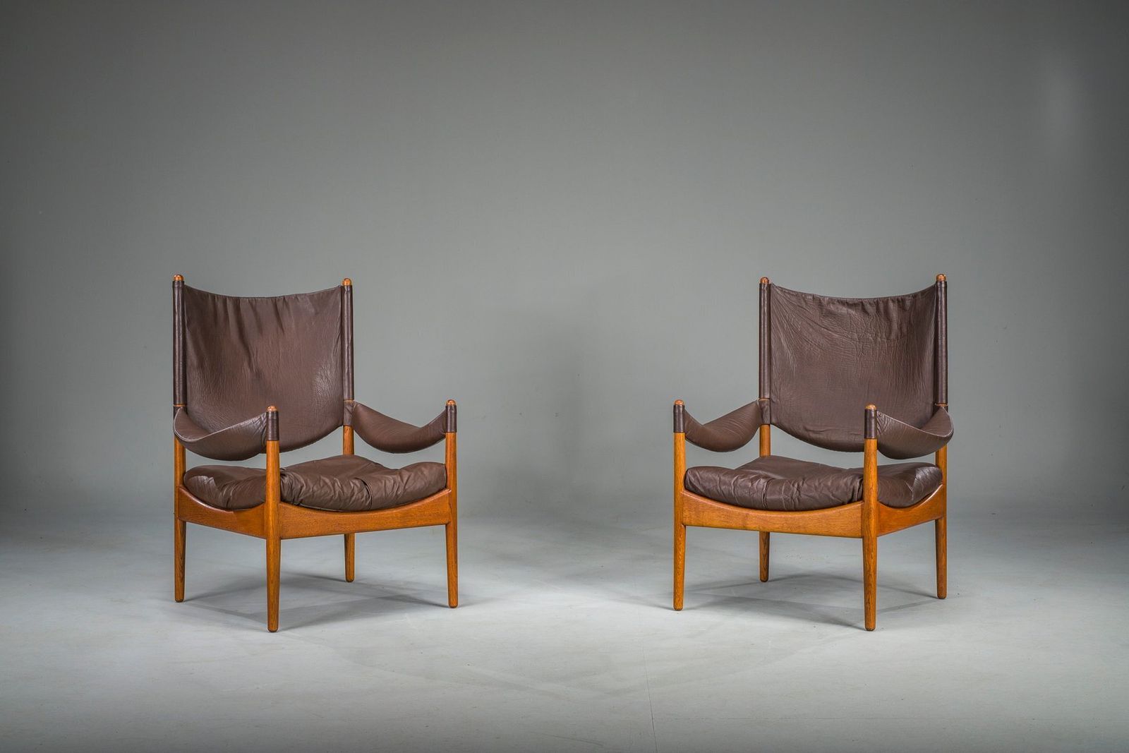 Mid Century Modern Danish Oak And Leather Lounge Chairs With Ottoman By Kristian Vedel For Søren Wiladsen, 1960s, Set Of 3 photo furniture