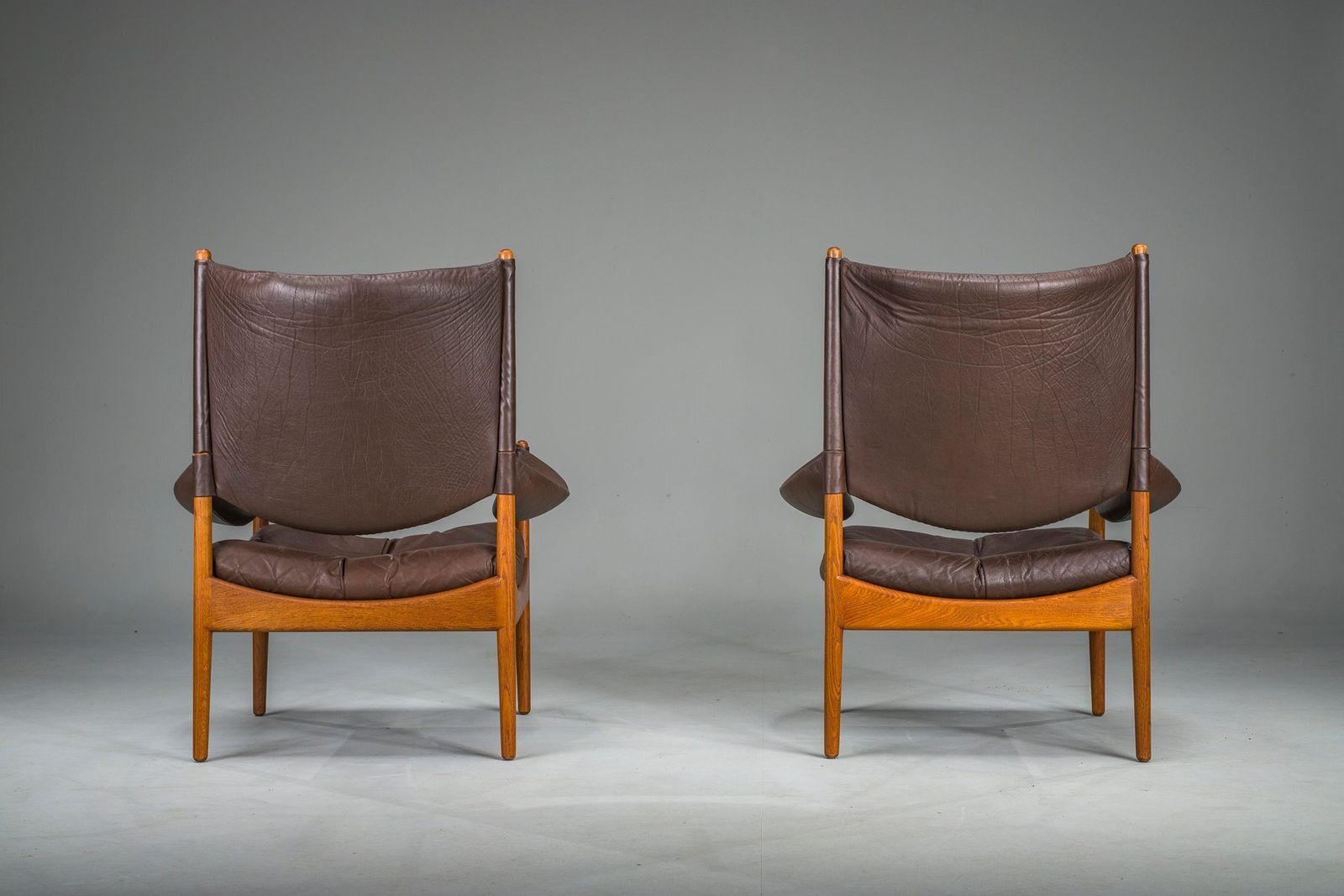 Mid Century Modern Danish Oak And Leather Lounge Chairs With Ottoman By Kristian Vedel For Søren Wiladsen, 1960s, Set Of 3 photo buy