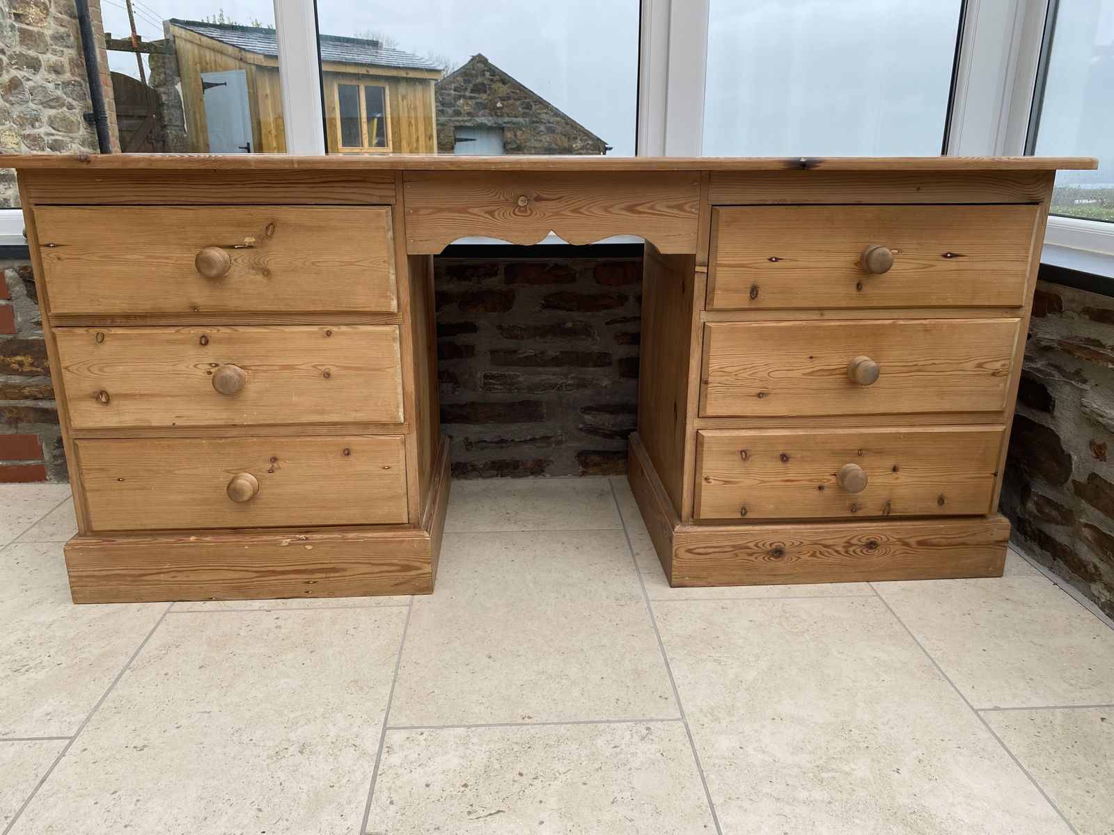 Reduced.  Vintage Pine  Dresser/Desk  Handmade For Ourselves Over 50  Years Ago From Reclaimed Canadian Redwood Pine.