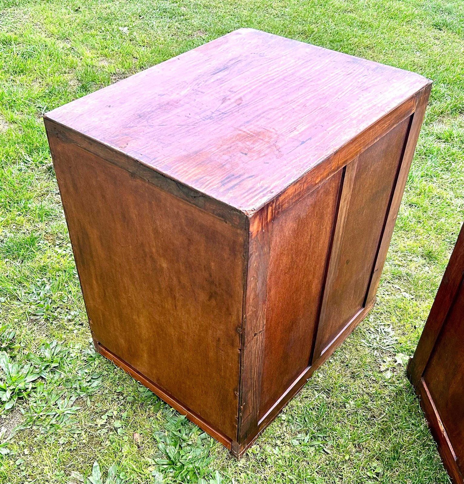 Pair Of 1950s Two Drawer Filing Cabinet Bedside Wooden Desk Industrial Antique Vintage Haberdashery Library Office photo vinterior