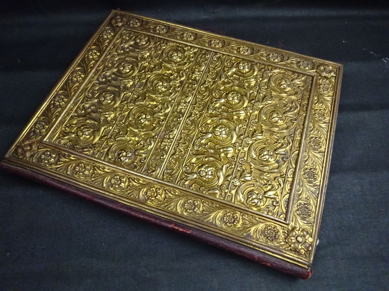 Art Nouveau Brass And Leather Writing Desk Blotter Portfolio C1900 photo furniture