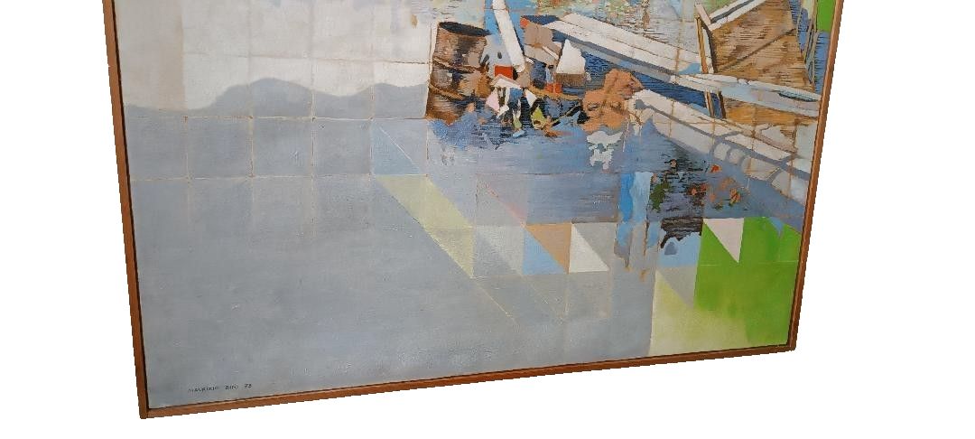 Large Abstract Painting Maurizio Bini (1940) Signed And Dated 1972 photo vinterior