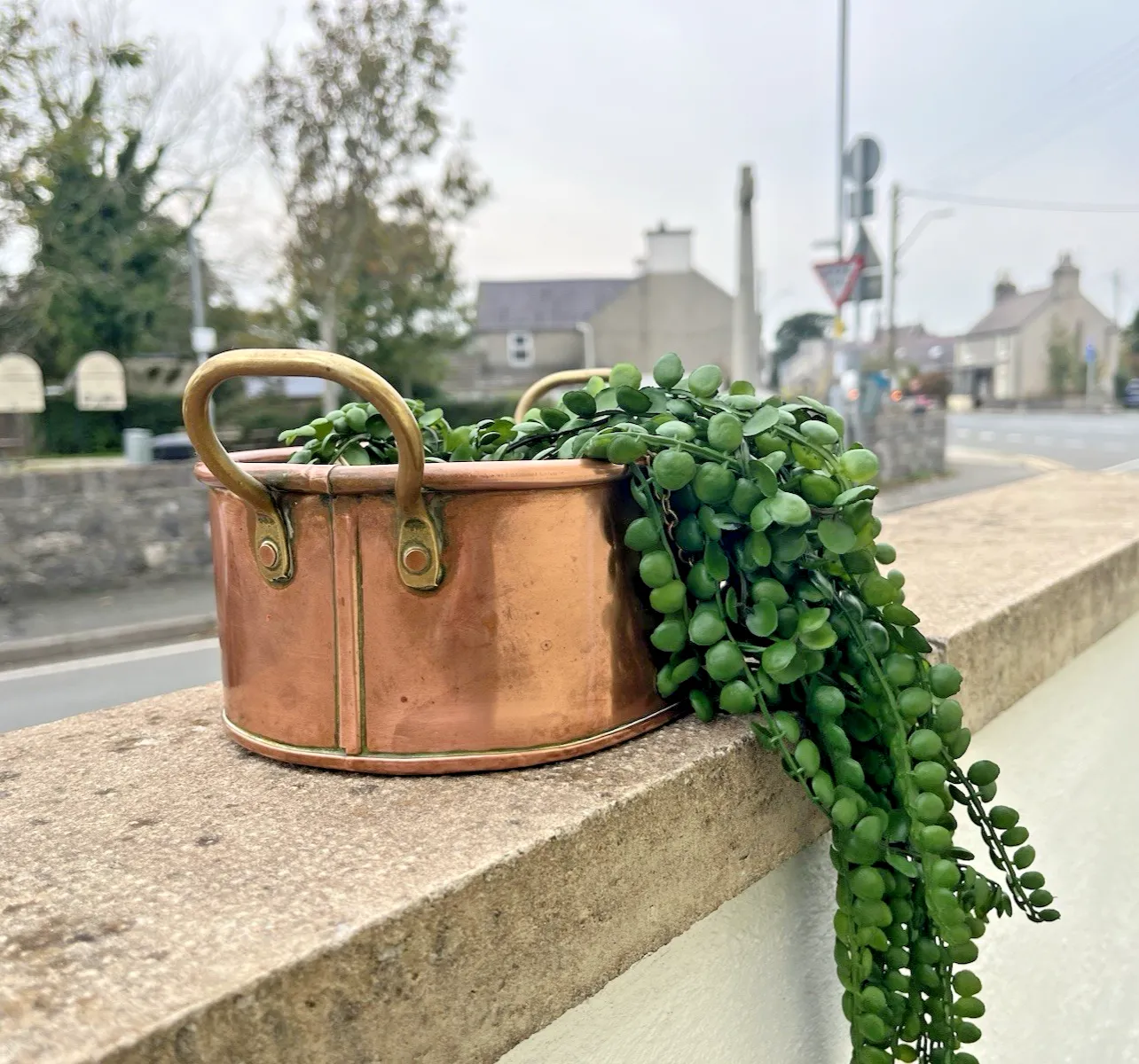 Antique Victorian Oval Copper & Brass Flower Trough Planter Plant Pot Vintage