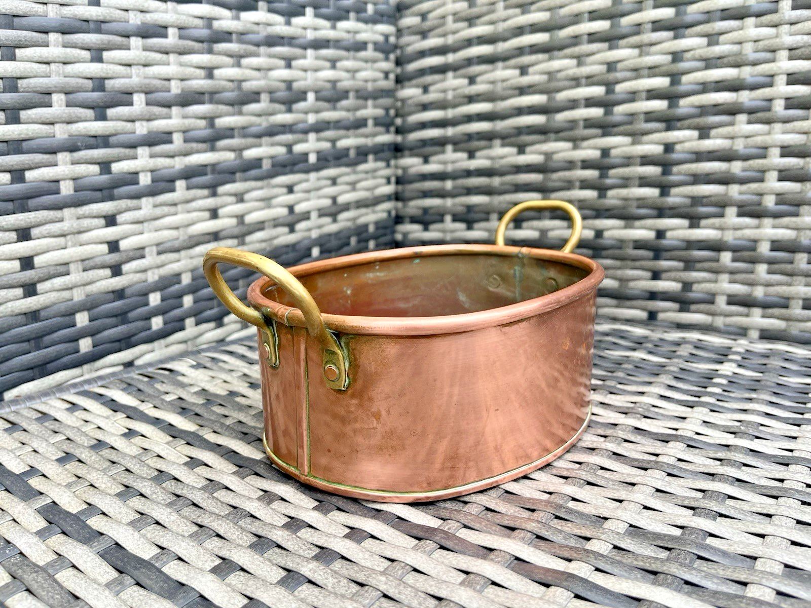 Antique Victorian Oval Copper & Brass Flower Trough Planter Plant Pot Vintage photo Garden Decor