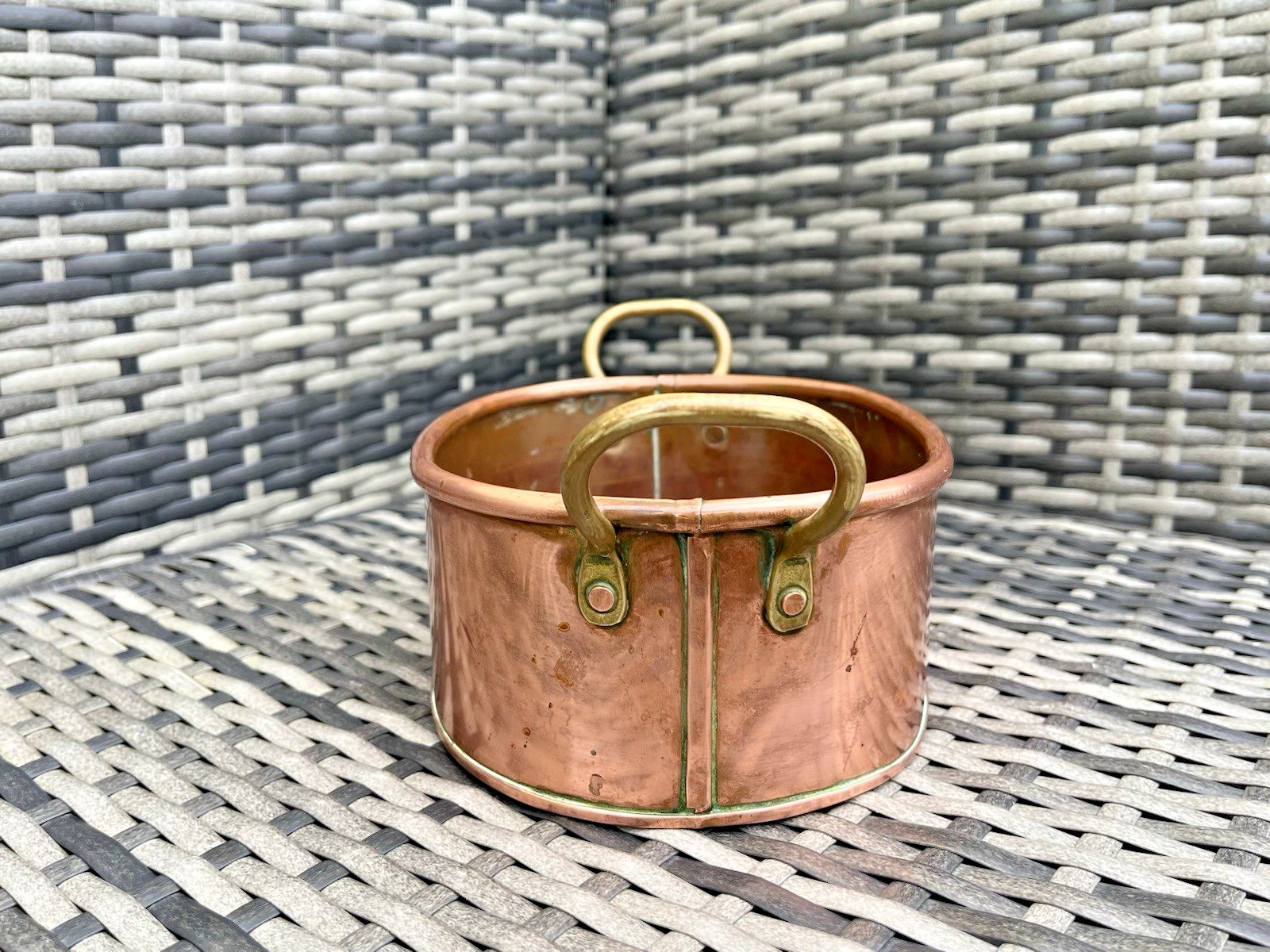 Antique Victorian Oval Copper & Brass Flower Trough Planter Plant Pot Vintage photo vinterior