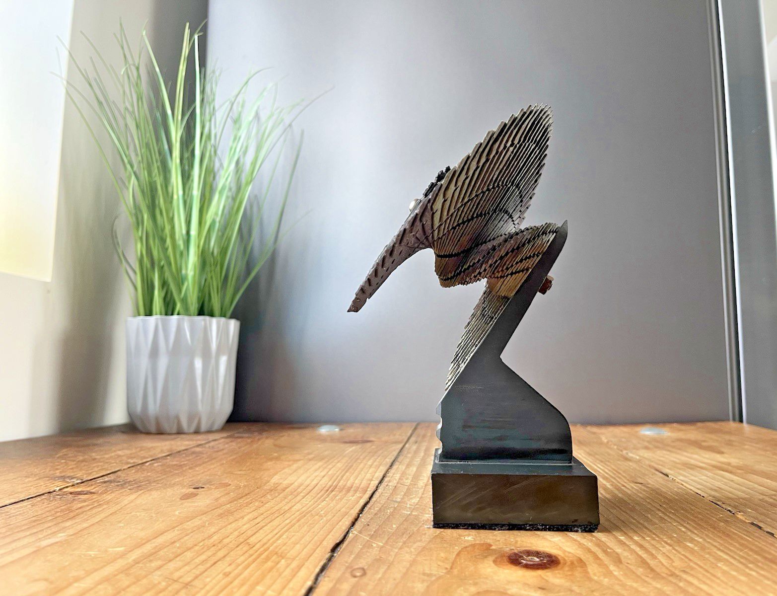 Rare 2 Tone Welsh Folk Art Carved Slate Fan Sculpture Quarryman Fireside Antique photo vinterior