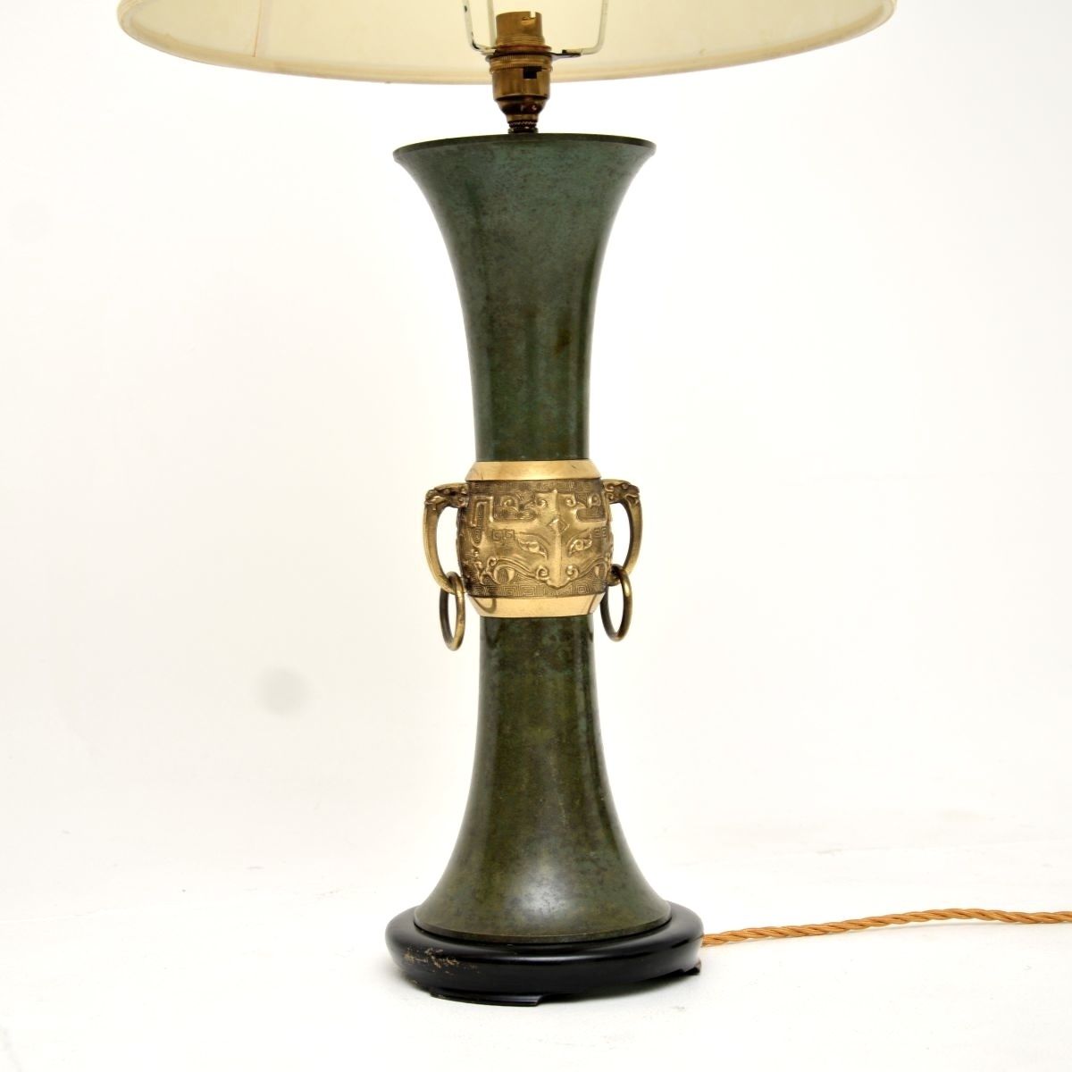 Pair Of Antique Neoclassical Style Tole And Brass Table Lamps photo Lighting