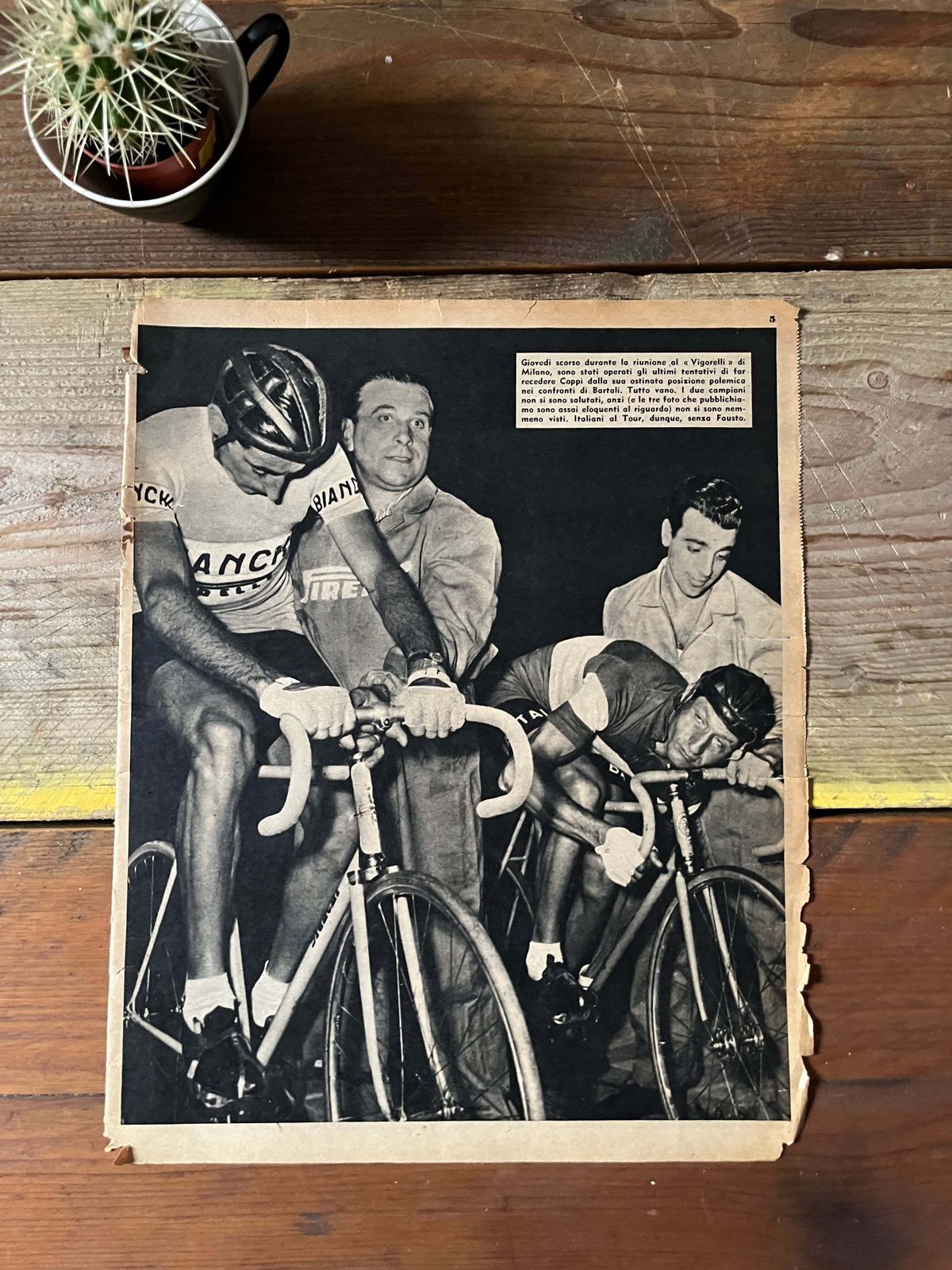 Vintage Cycling Print   Fausto Coppi Gino Bartali 1953 Pista photo furniture