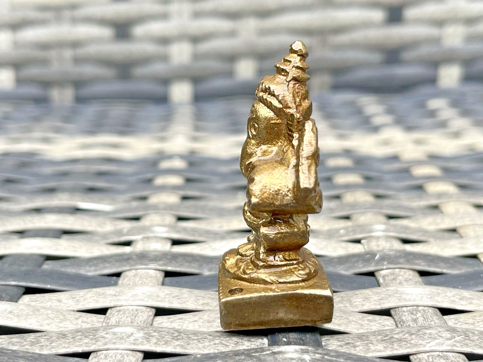Miniature 2" Antique Lord Ganesha Hindu Elephant God Deity Statue Shrine Figure photo vintage