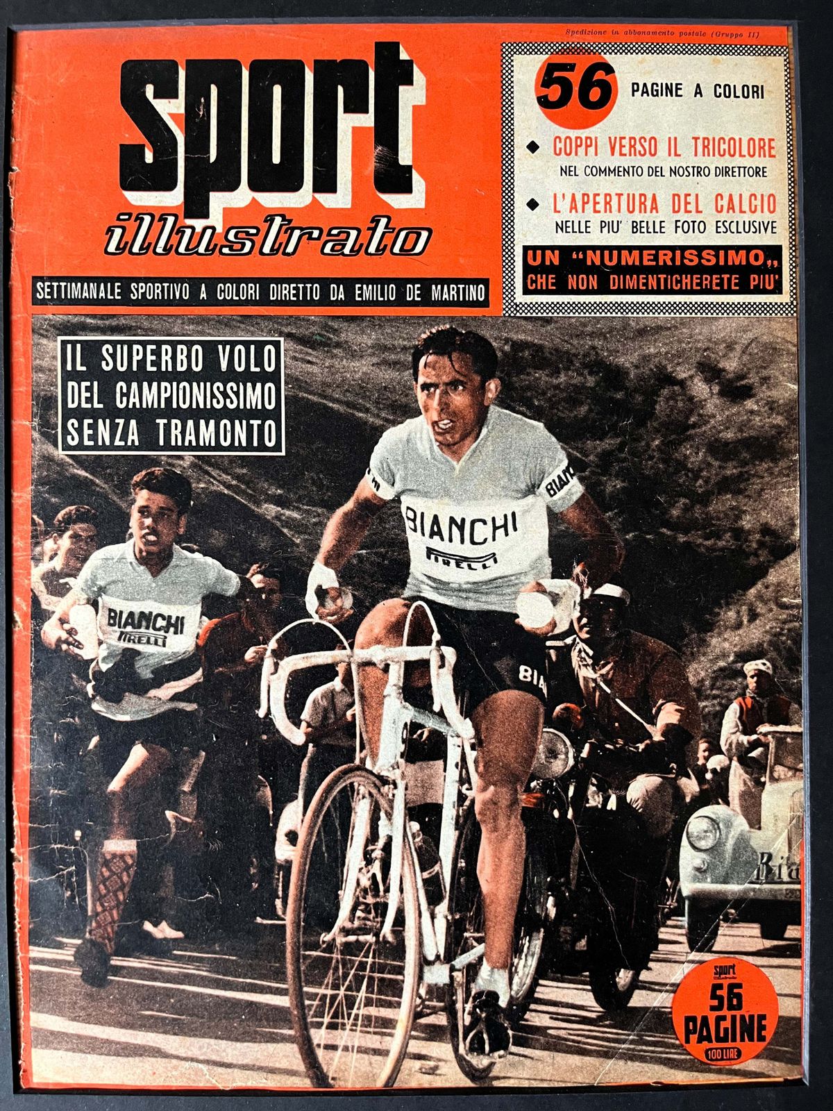 Vintage Cycling Print   Fausto Coppi 1953 Giro D’italia photo Art