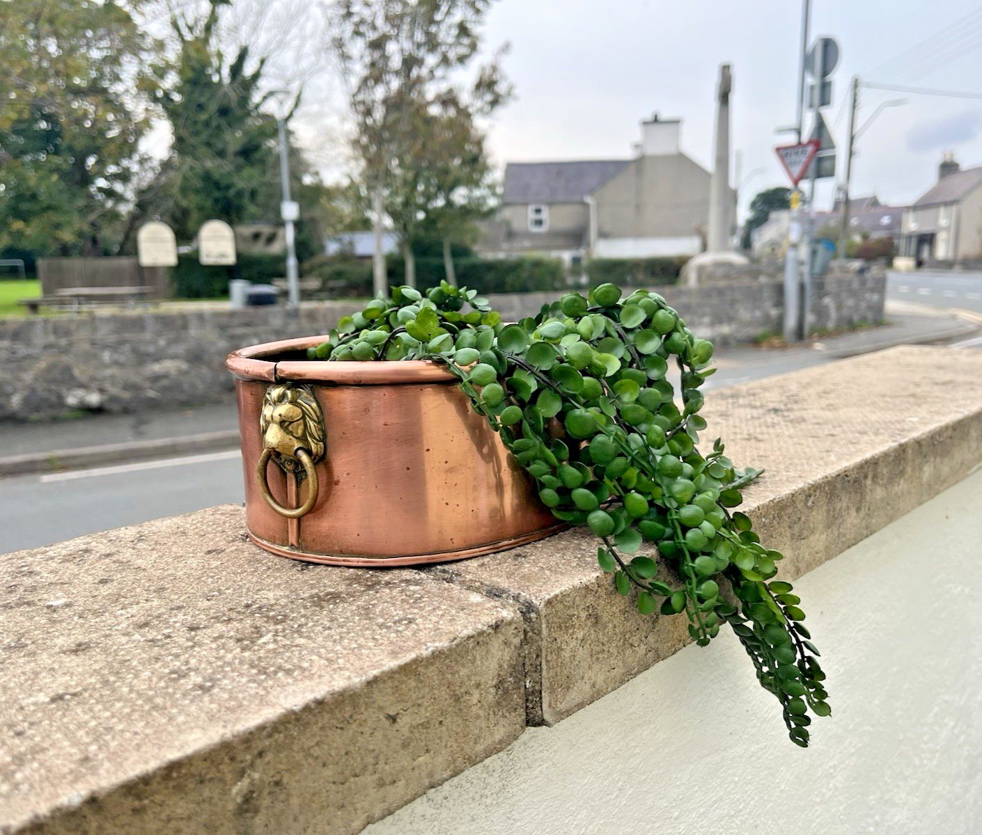 Antique Victorian Oval Copper Flower Trough Brass Lion Plant Pot Planter Vintage photo for sale