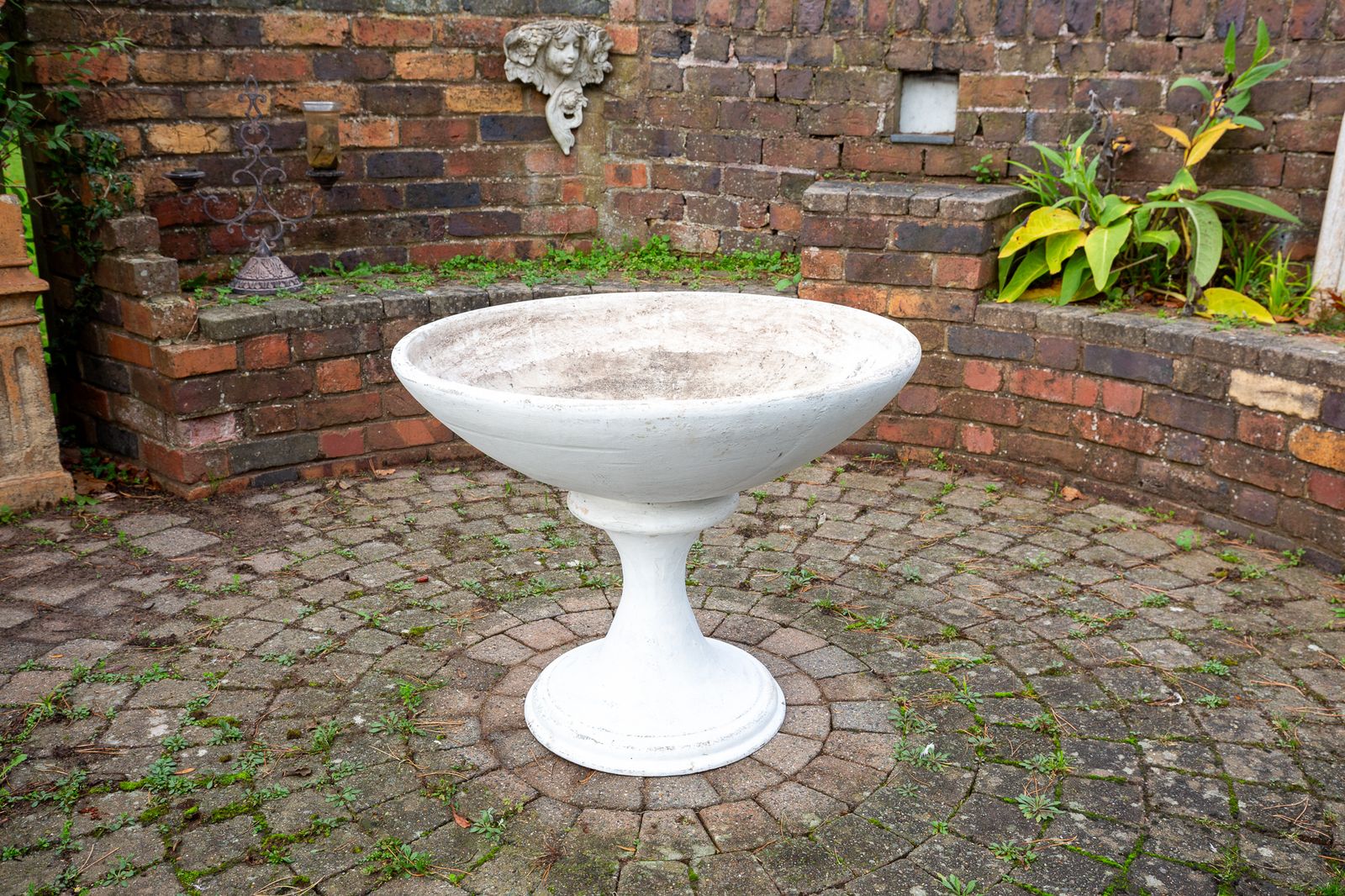 Monumental Pedestal Planter & Stand Country House Stamped Sculptural Classical Mcm 1950s Champagne Bath Neoclassical Bird Bath Guhl Garden Ornament photo Garden Decor