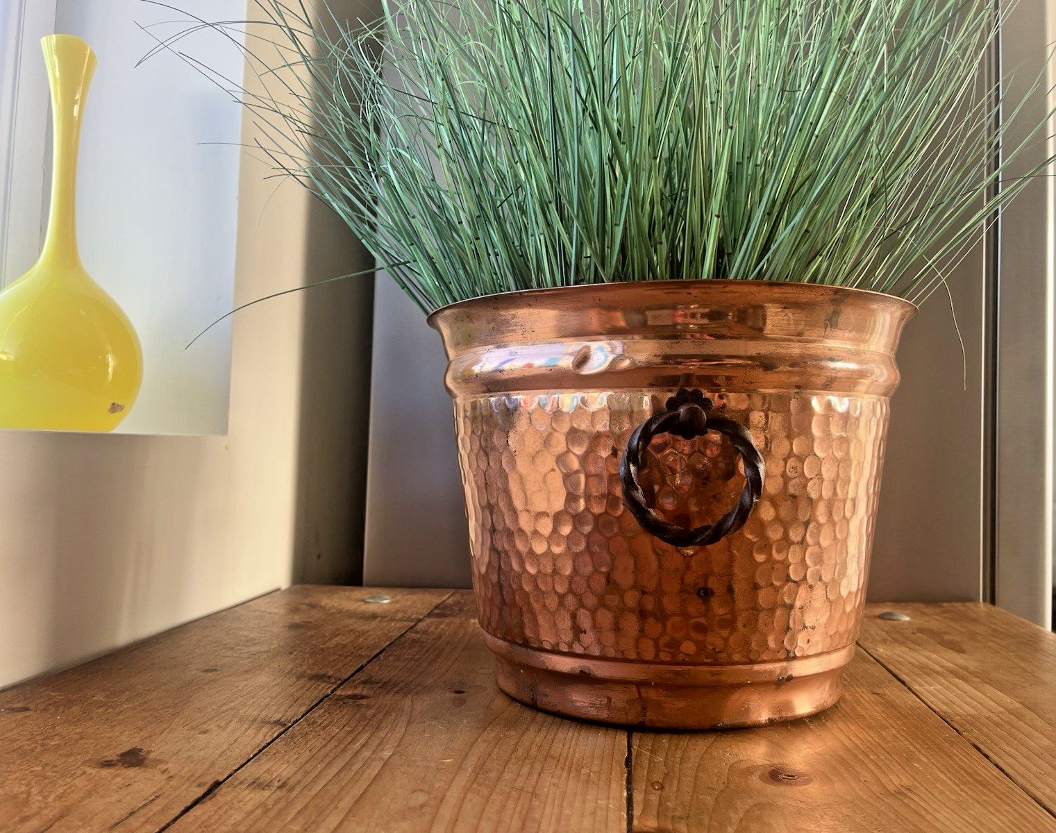 Garden Decor French Lecellier Villedieu Beaten Planished Copper Jardiniere Planter Plant Pot photo