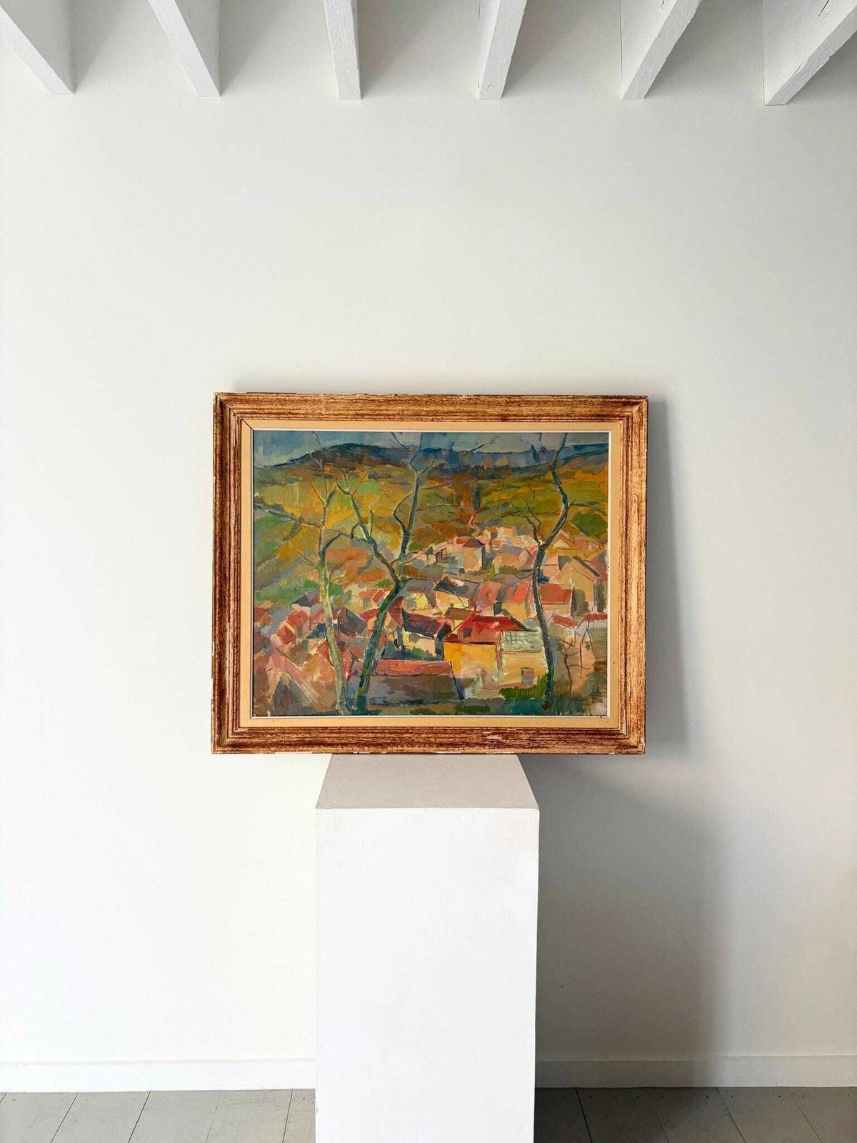 French School Mid Century Cubist Landscape Painting In Oil photo 3250.0