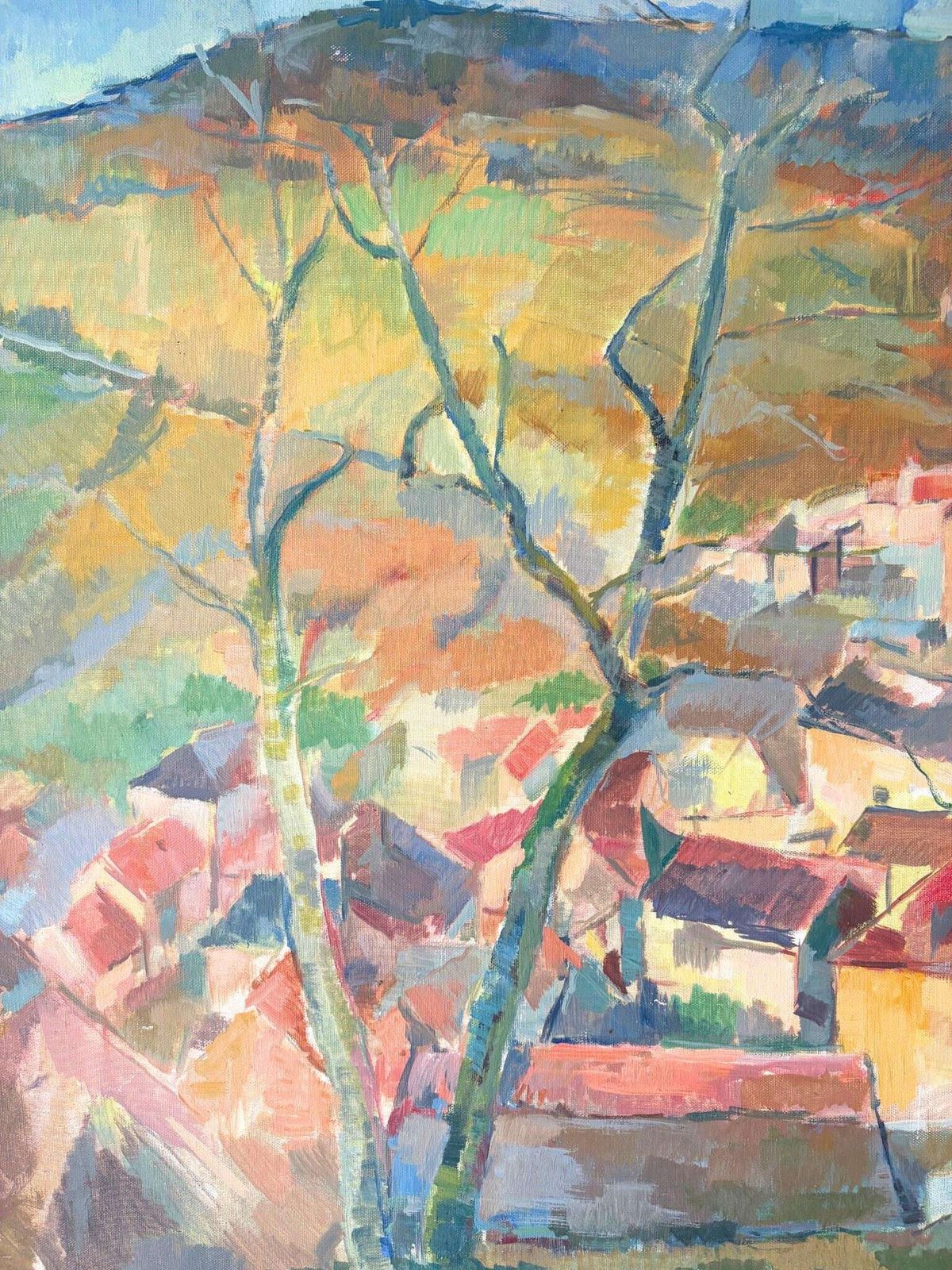 French School Mid Century Cubist Landscape Painting In Oil photo vinterior