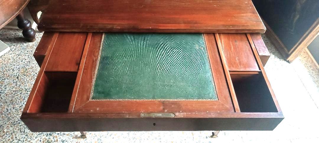 Antique Desk Table Sliding Top Mahogany Louis XVI photo for sale