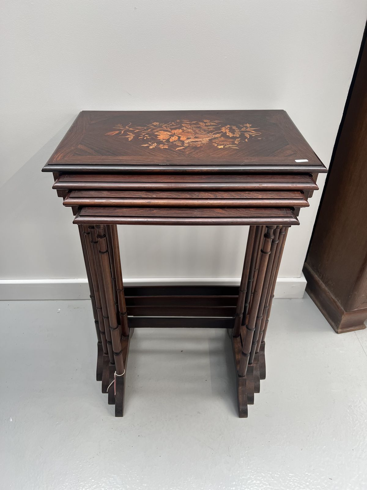 Antique Inlaid Nest Of 4 Tables photo furniture