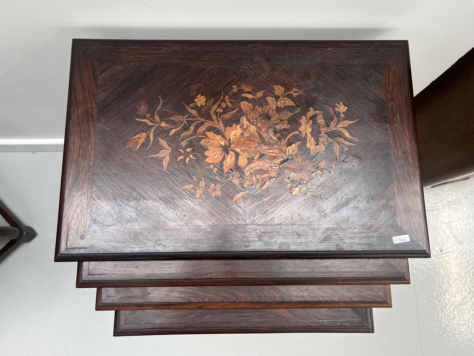 Antique Inlaid Nest Of 4 Tables photo Furniture