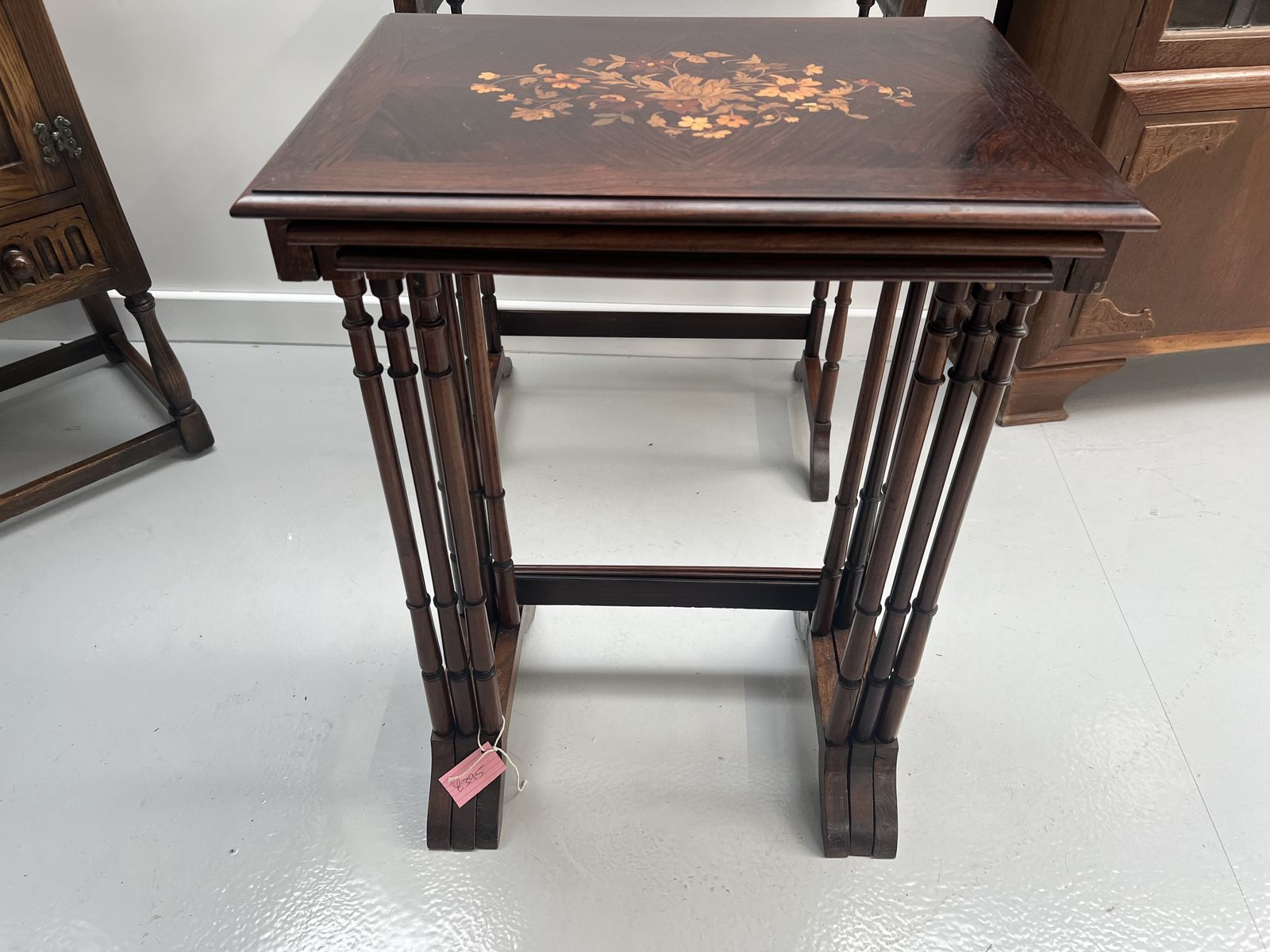 Antique Inlaid Nest Of 4 Tables photo buy