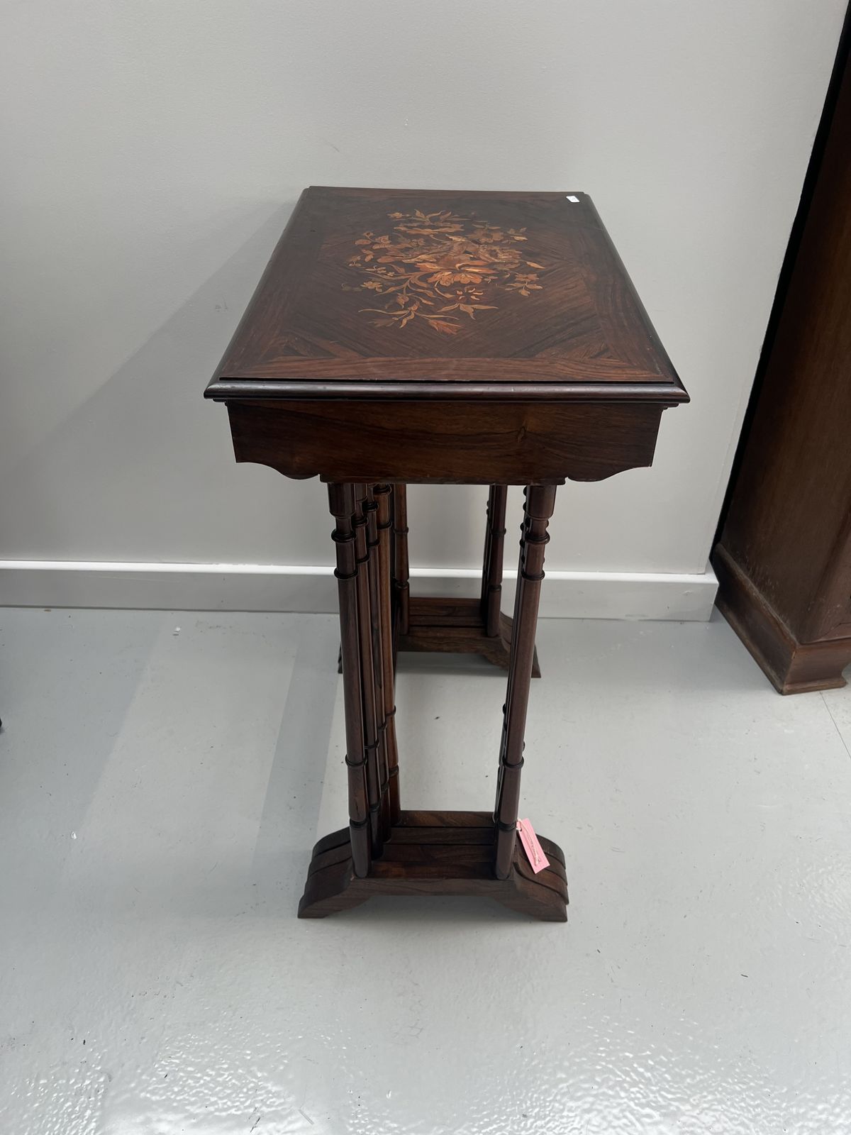 Antique Inlaid Nest Of 4 Tables photo vintage