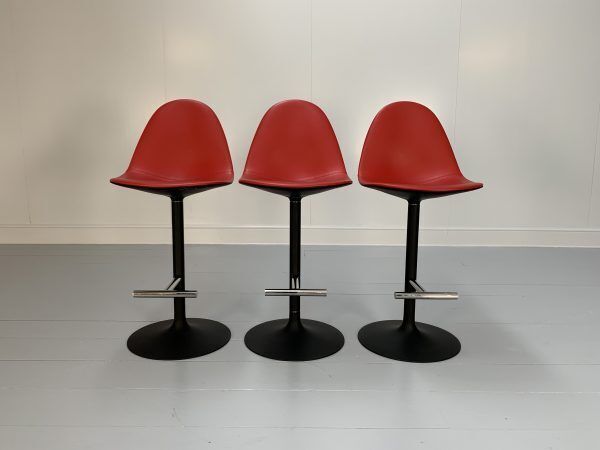Suite Of 3 Cassina “248 Passion” Bar Stools – In Red Leather photo furniture