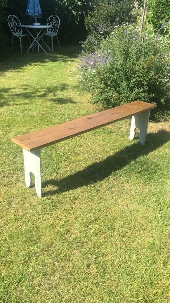 Rustic Painted Wooden Top High Bench Dining Conservatory Patio photo for sale
