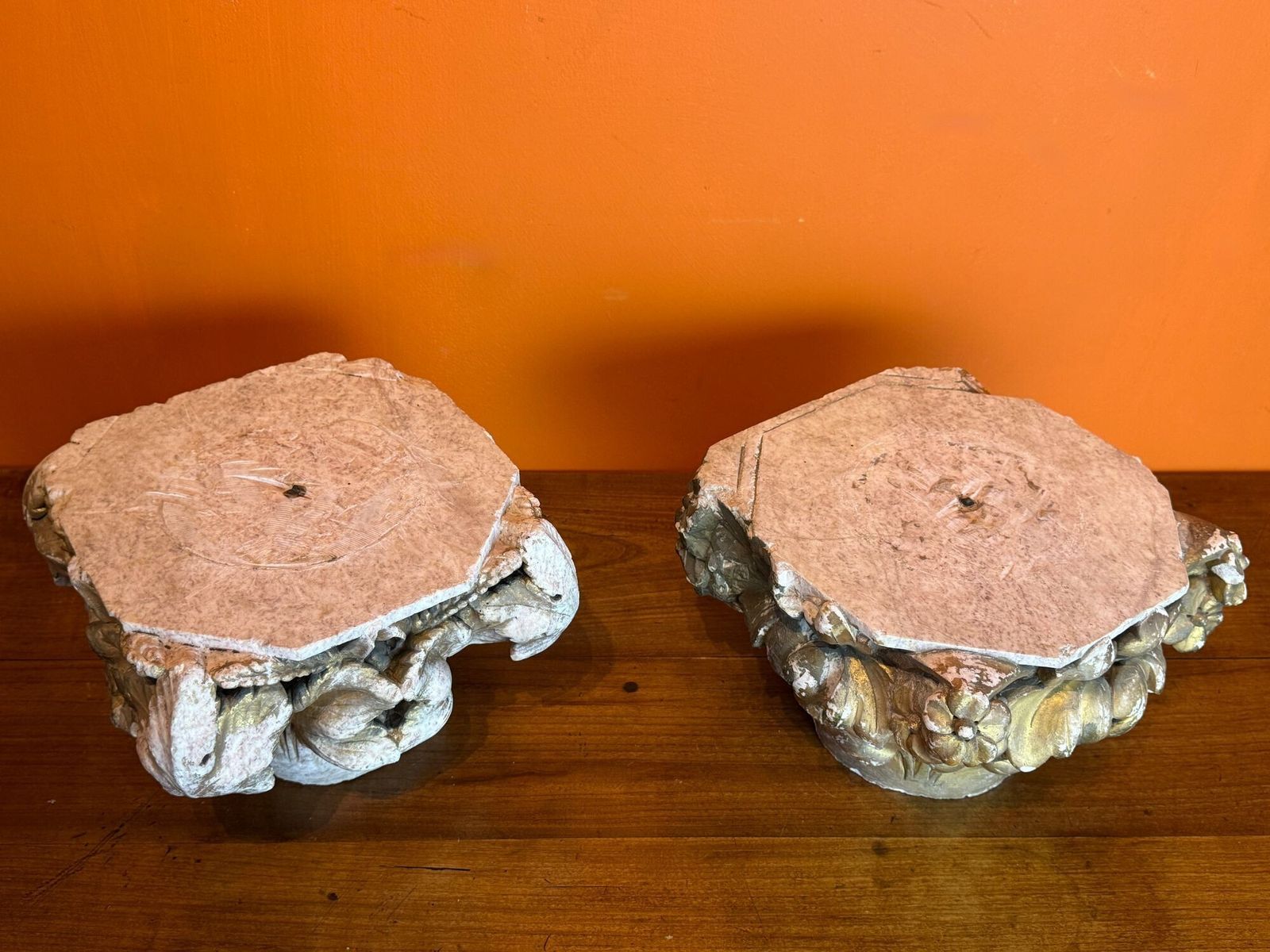 Art Pair Of 19th Century Carved Stone Architectural Capitals photo