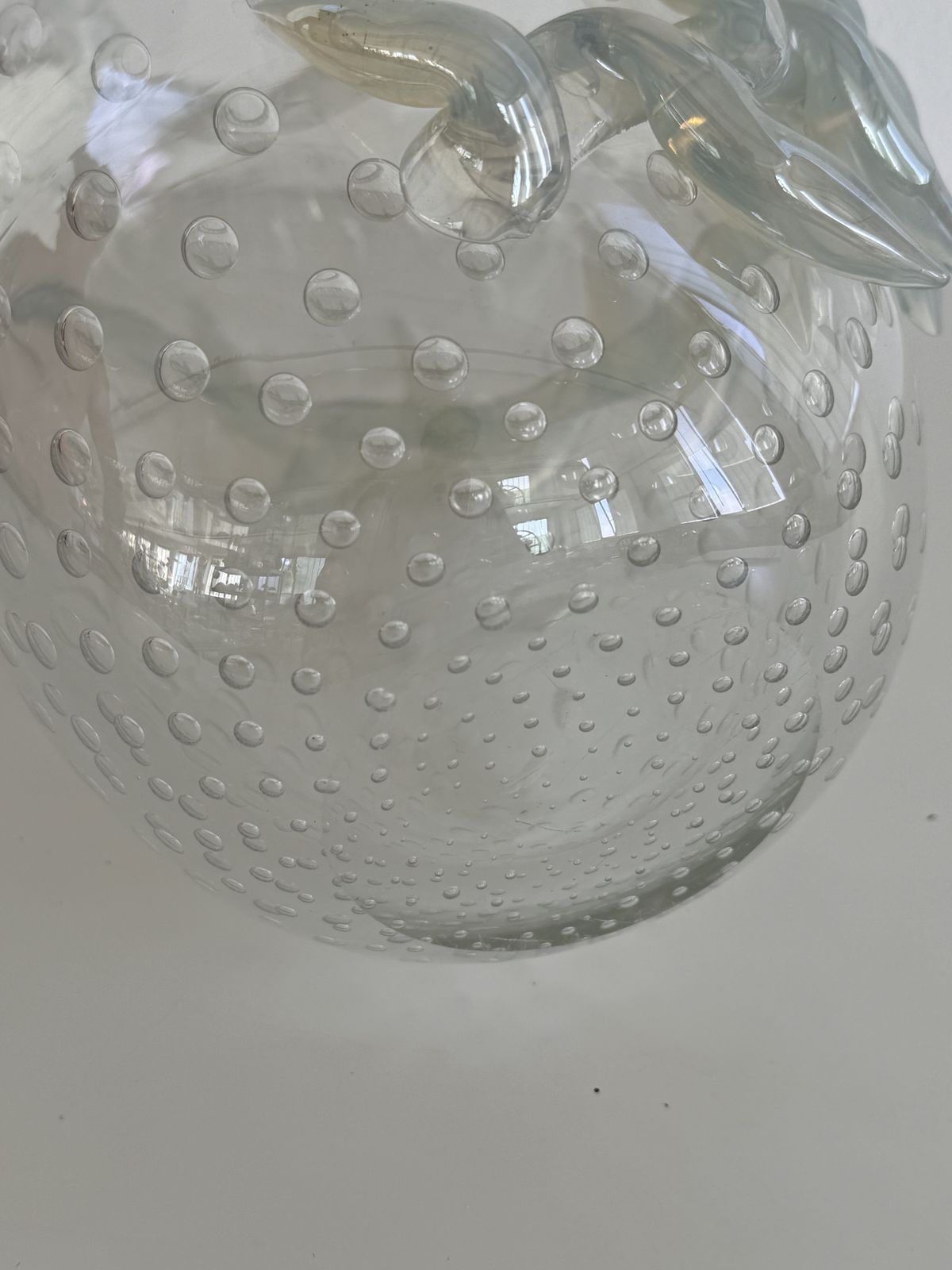 photo for sale Italian Murano Glass Vase With Air Bubbles And Glass Garland