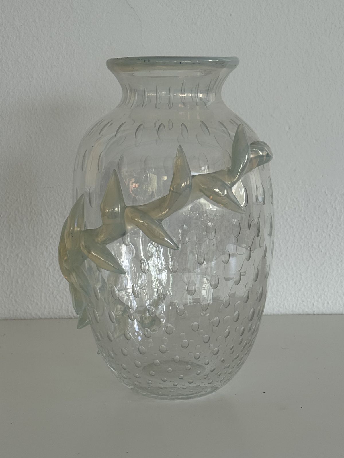Home Decor Italian Murano Glass Vase With Air Bubbles And Glass Garland photo