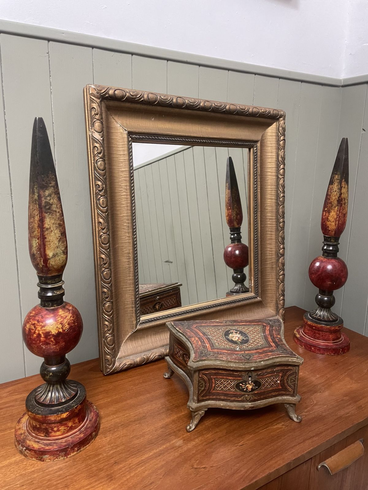 Antique 1920s Italian Cold Painted Bronze Patinated Decorative Obelisks
