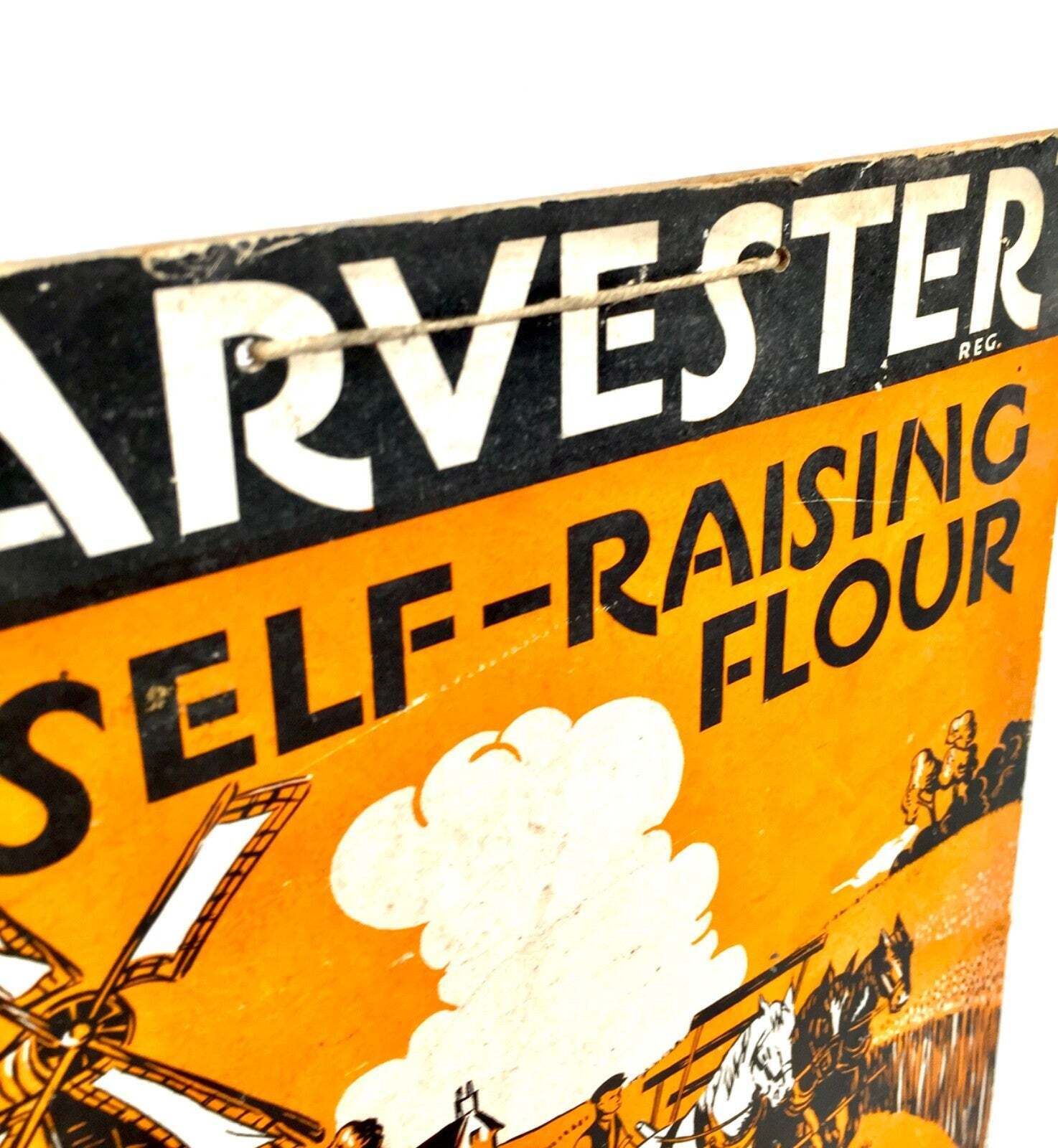 Antique Advertising Shop Display Showcard Sign For Harvester Selfraising Flour photo Home Decor
