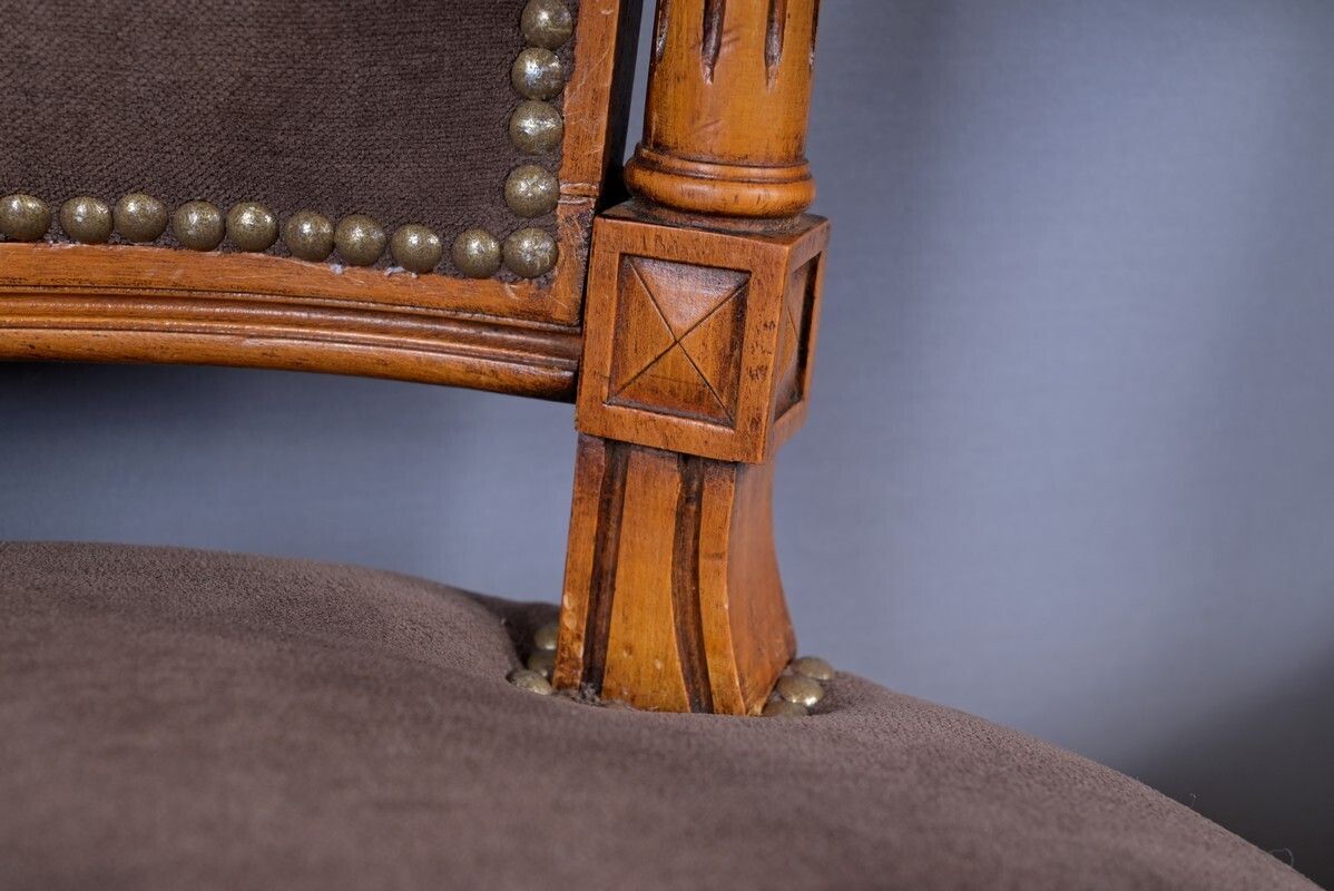 photo buy Pair Of Stained Beech Armchairs, Louis XVI Style – 1950