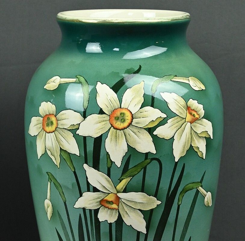 Pair Of Large Art Nouveau Vases, Fives Lille Pottery – Early 20th Century photo vintage