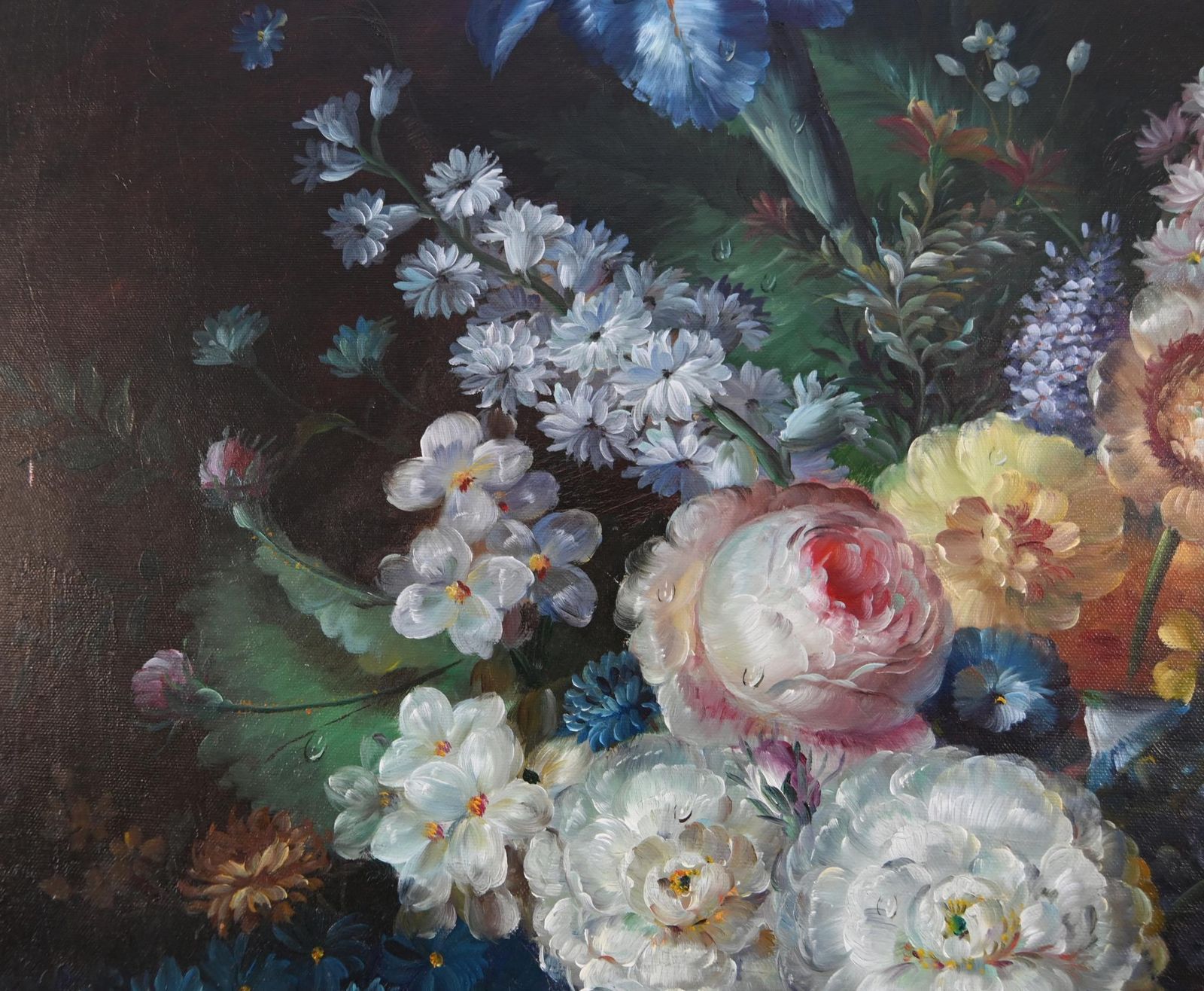 Georgian Floral Still Life Oil Painting Signed L.Ernest photo vintage