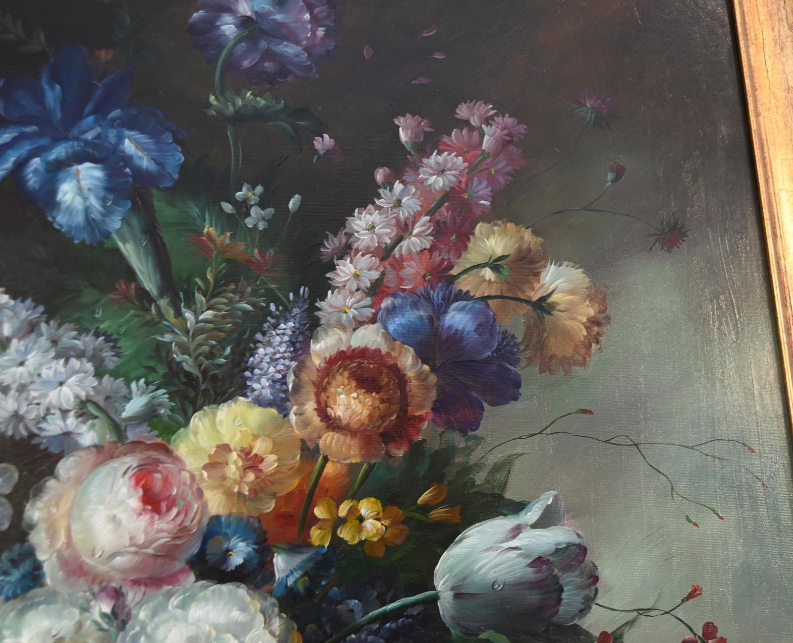 1450.0 Georgian Floral Still Life Oil Painting Signed L.Ernest photo