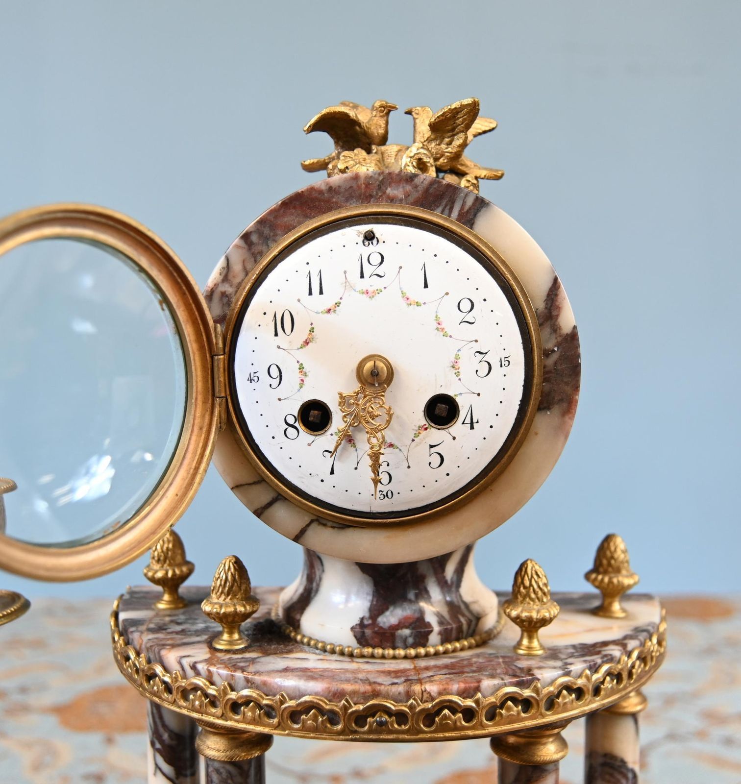 Louis XVI Clock Set Garniture Marble Gilt Candelabras French 1890 photo buy