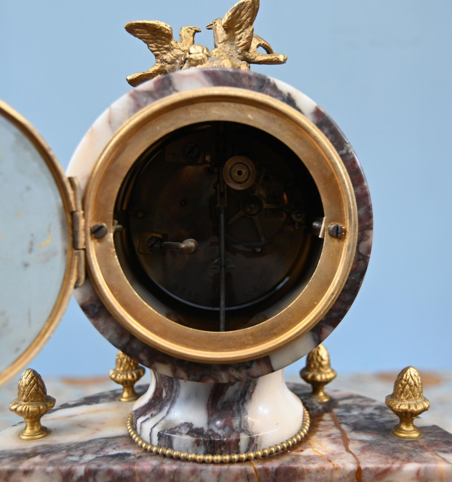photo buy Louis XVI Clock Set Garniture Marble Gilt Candelabras French 1890