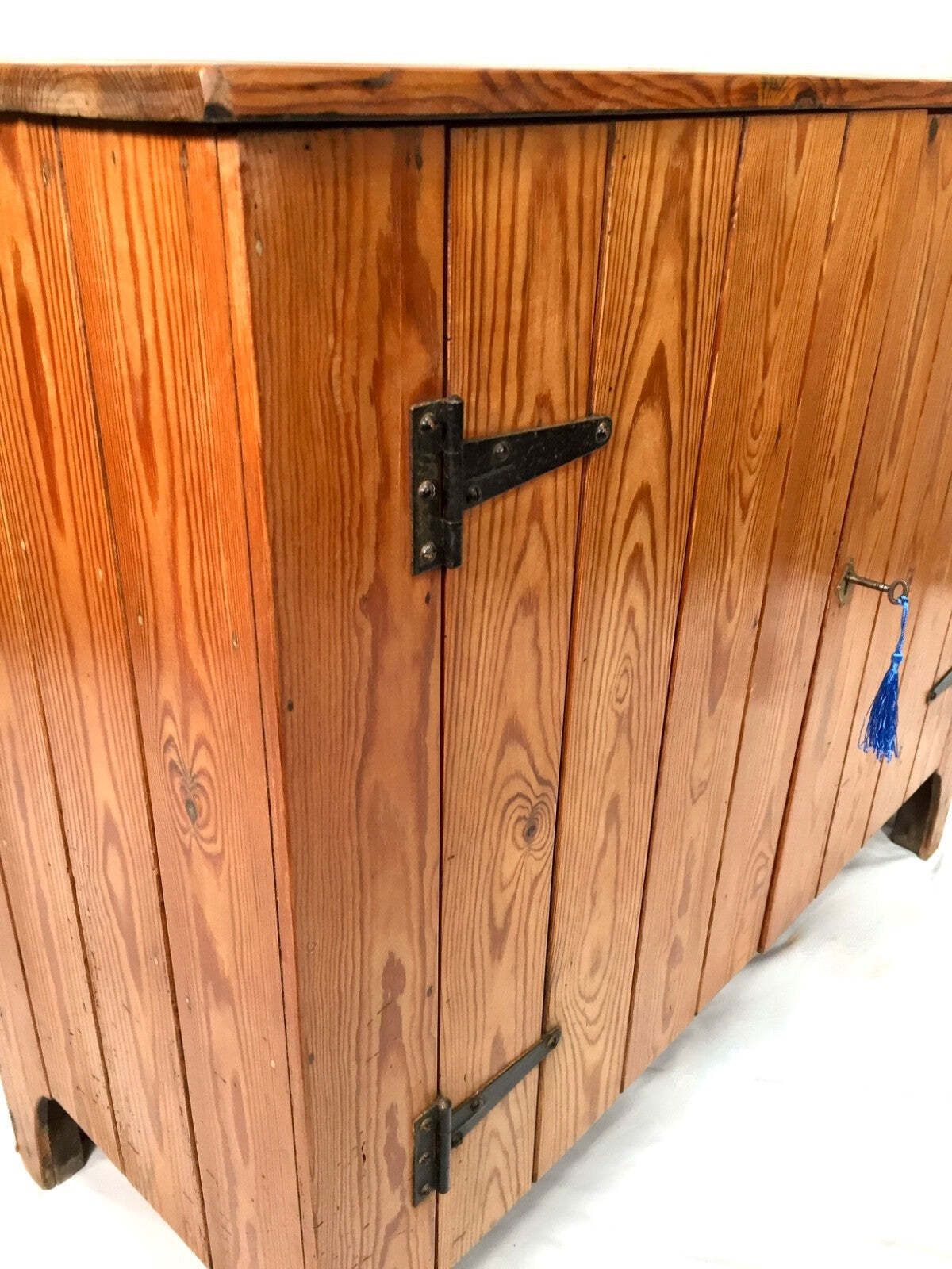 photo for sale Antique Pine Wood Storage Cupboard Cabinet Side Board / Entrance Hall Tv Stand